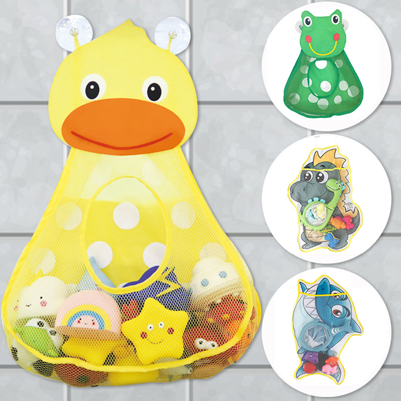 (dinosaur 553) Baby Bath Toys Cute Duck Frog Mesh Net Storage Bag Strong Suction Cups Bath Game Bag Bathroom Organizer Water Toys for Kids Gift