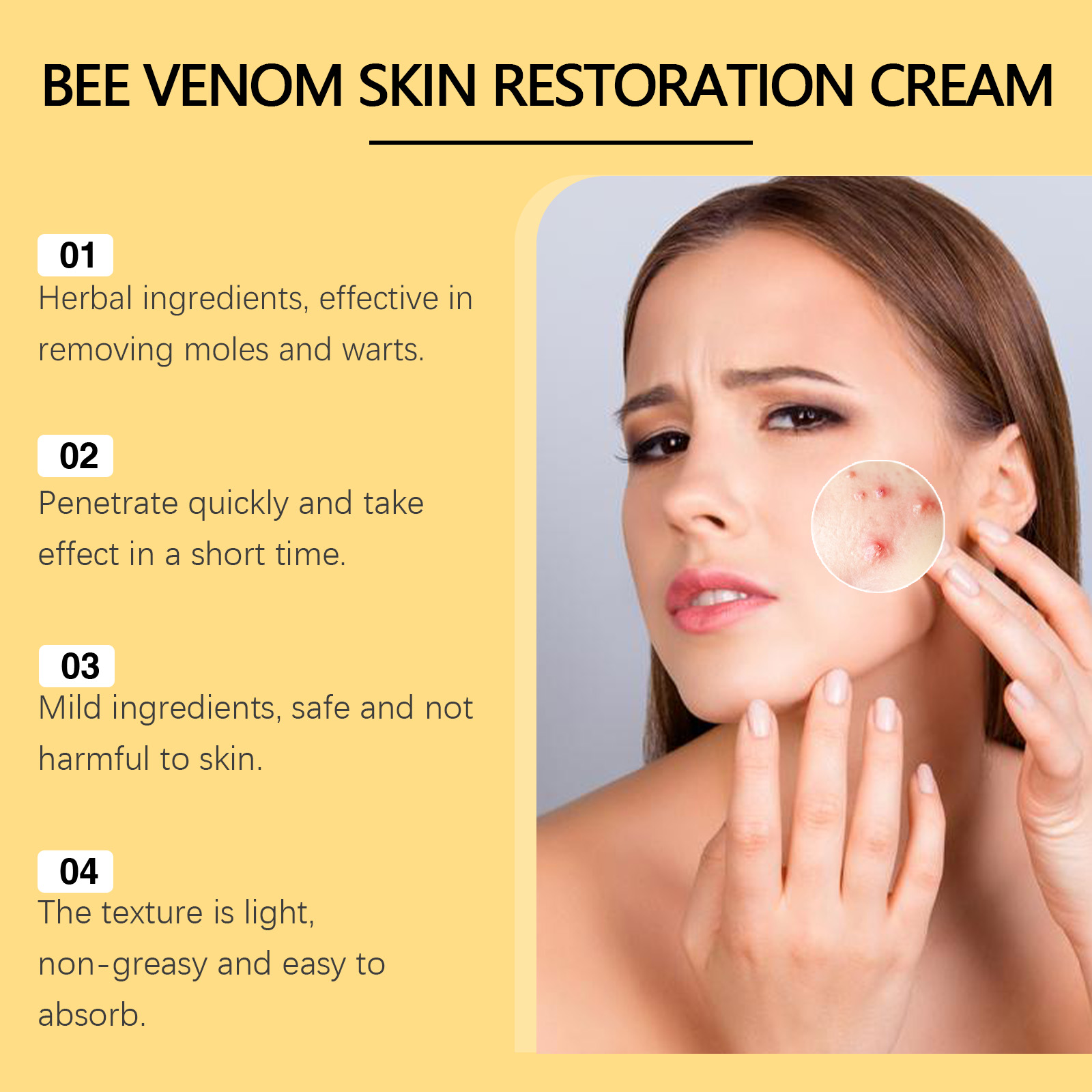 Skin Soothing Care Cream Herbal Plant Mild Formula Clean Calm Skin Fade Blemish Mole Treatment