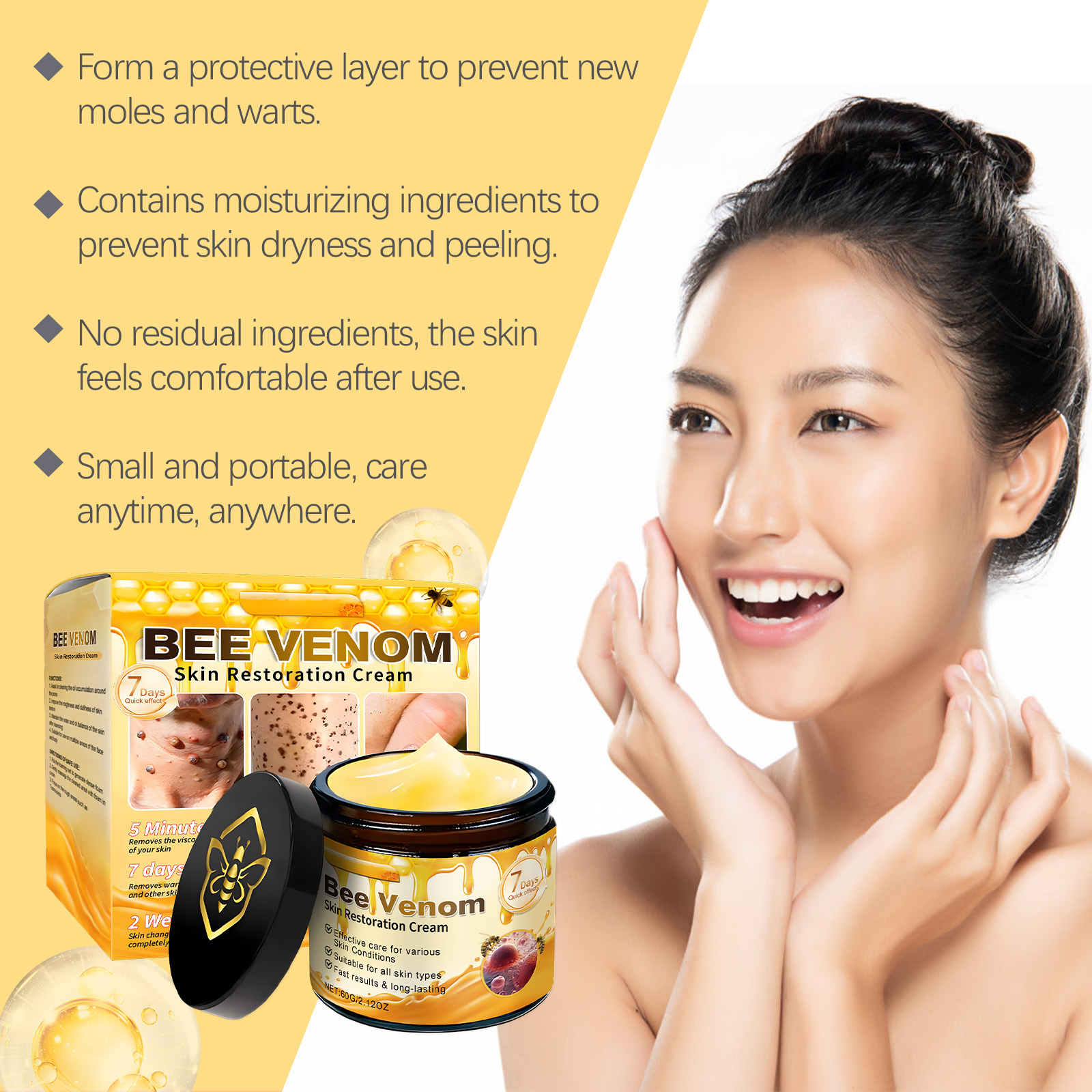 Skin Soothing Care Cream Herbal Plant Mild Formula Clean Calm Skin Fade Blemish Mole Treatment