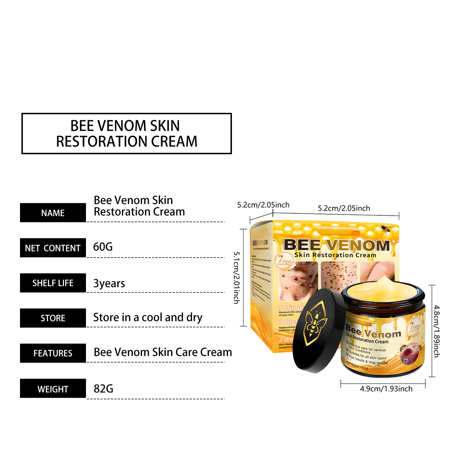 Skin Soothing Care Cream Herbal Plant Mild Formula Clean Calm Skin Fade Blemish Mole Treatment