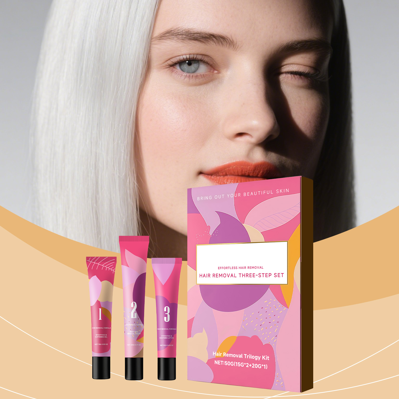 Facial Hair Removal Trilogy Set Mild Clean Soft Facial Skin Moisturizing Refreshing Household Depilatory Cream