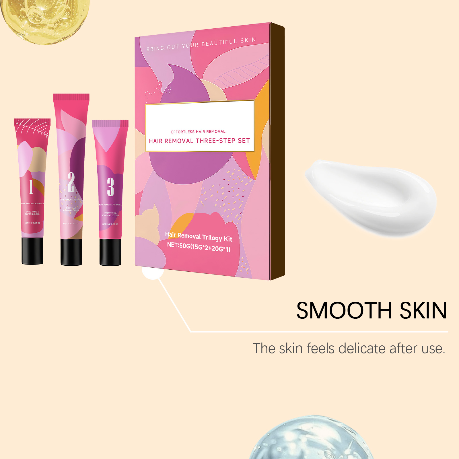 Facial Hair Removal Trilogy Set Mild Clean Soft Facial Skin Moisturizing Refreshing Household Depilatory Cream