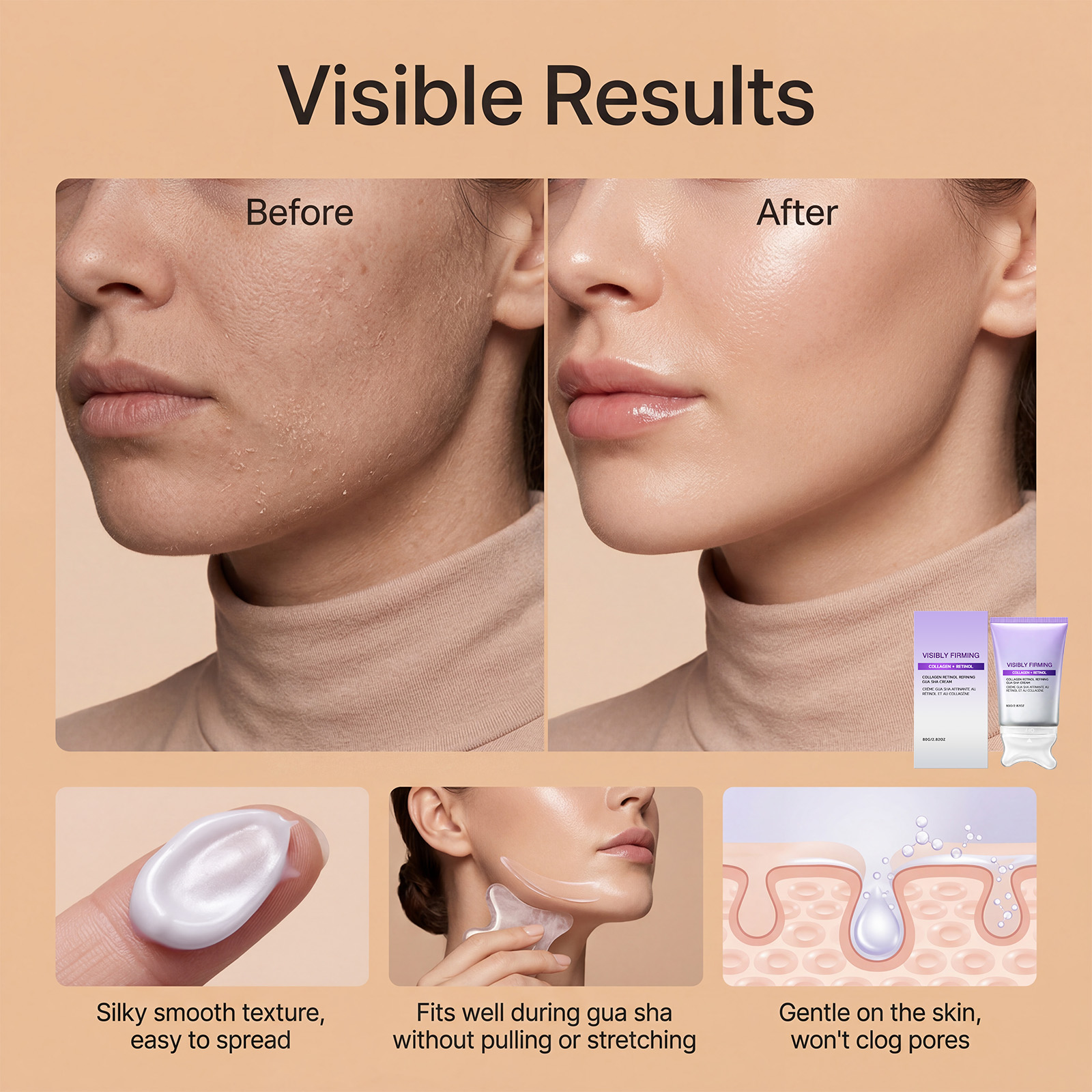 Retinol Moisturizing Massage Cream Light Hydrating Soft Refreshing Daily Care For Facial Skin Regular Skincare