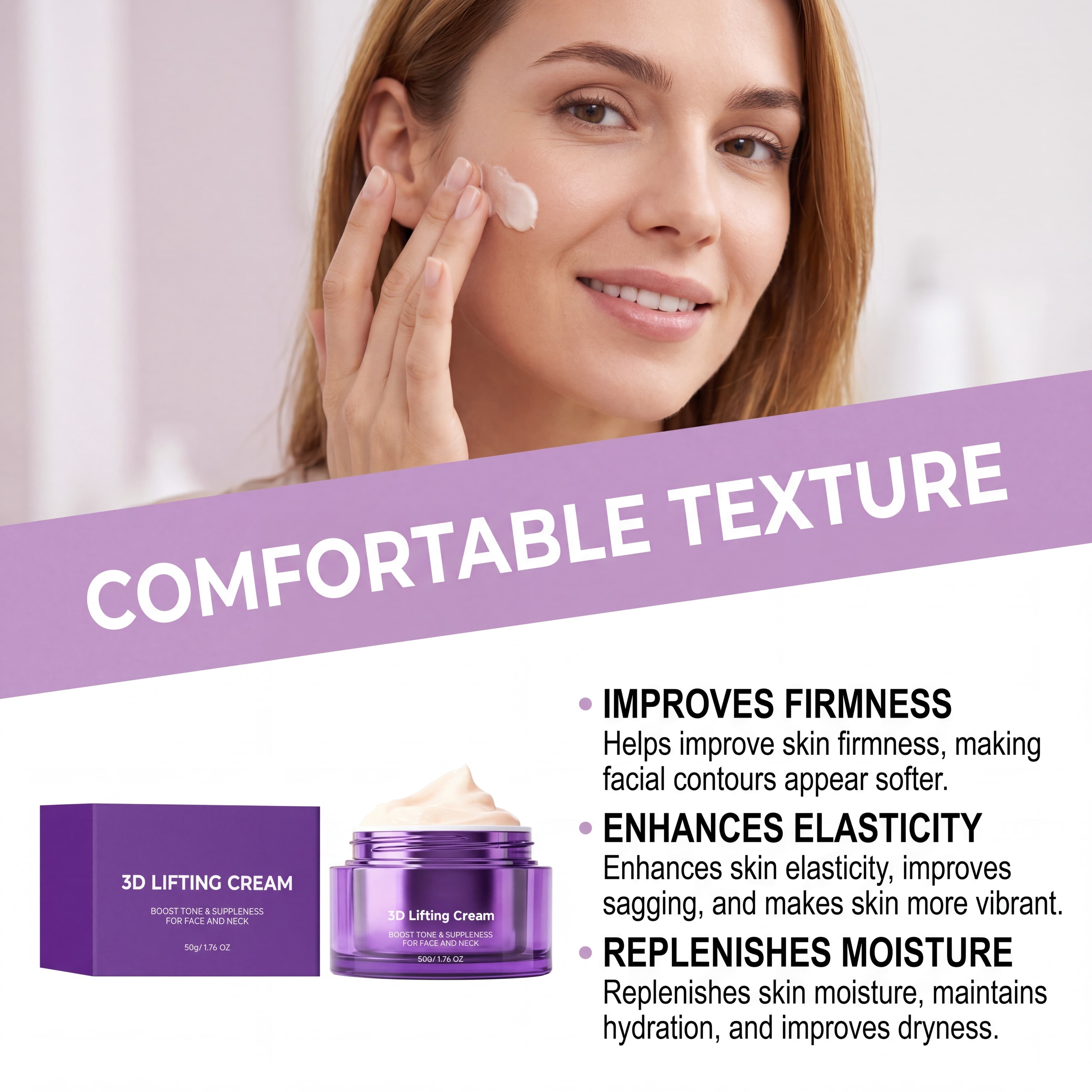 Facial Neck Cream Nurtures Contours Light Texture Quick Absorption Dual Purpose Daily Care Mild Skin Friendly Suitable All Skin Types