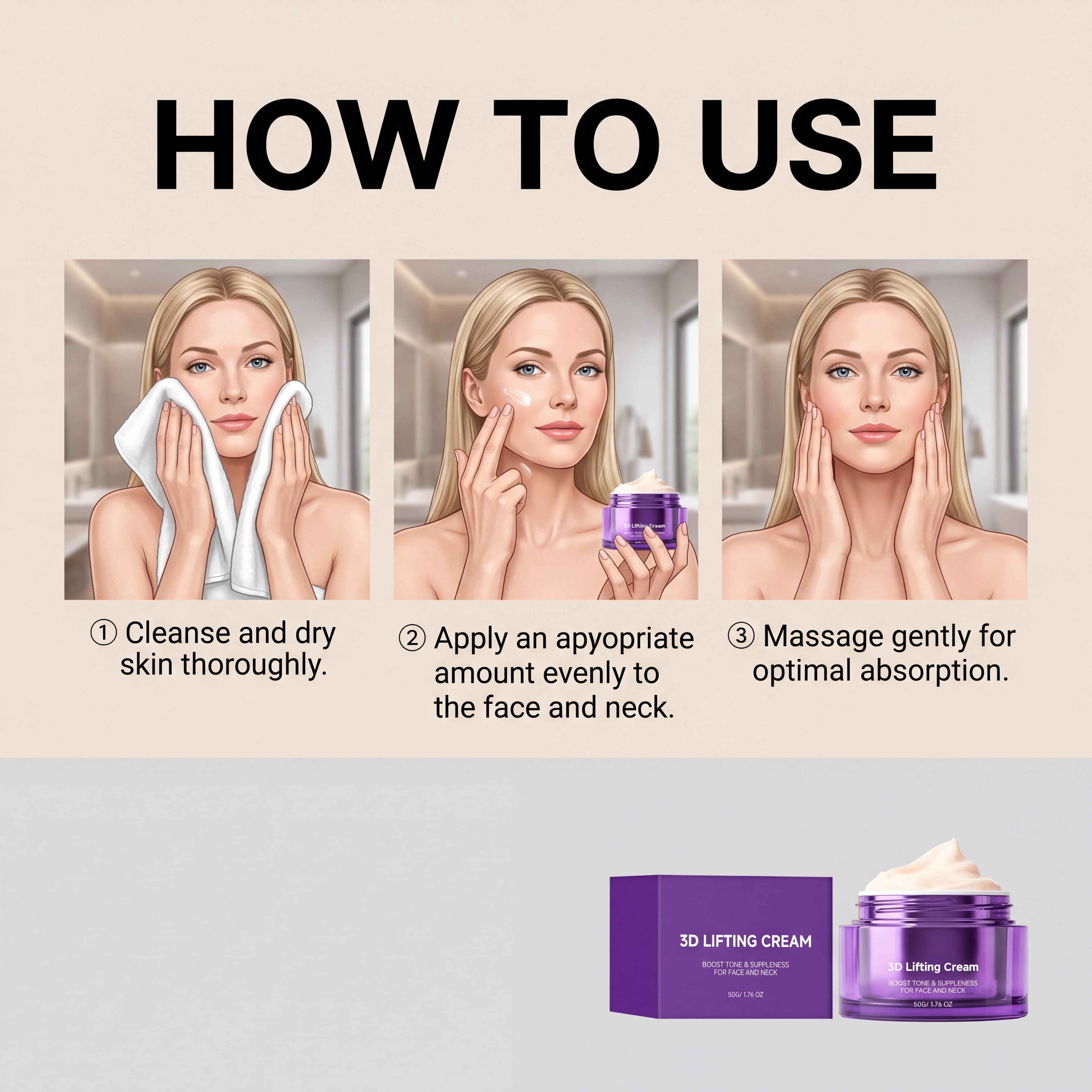 Facial Neck Cream Nurtures Contours Light Texture Quick Absorption Dual Purpose Daily Care Mild Skin Friendly Suitable All Skin Types