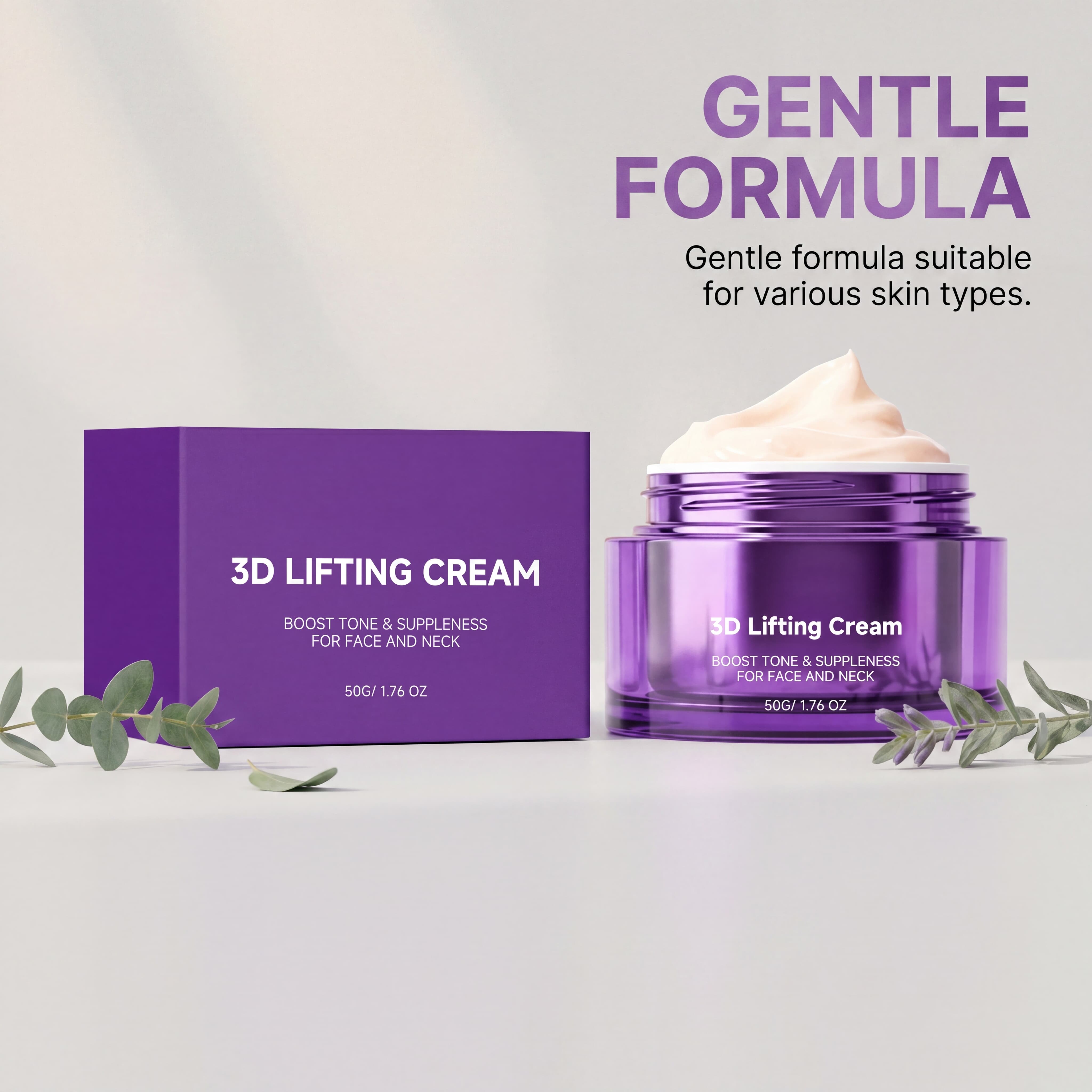 Facial Neck Cream Nurtures Contours Light Texture Quick Absorption Dual Purpose Daily Care Mild Skin Friendly Suitable All Skin Types