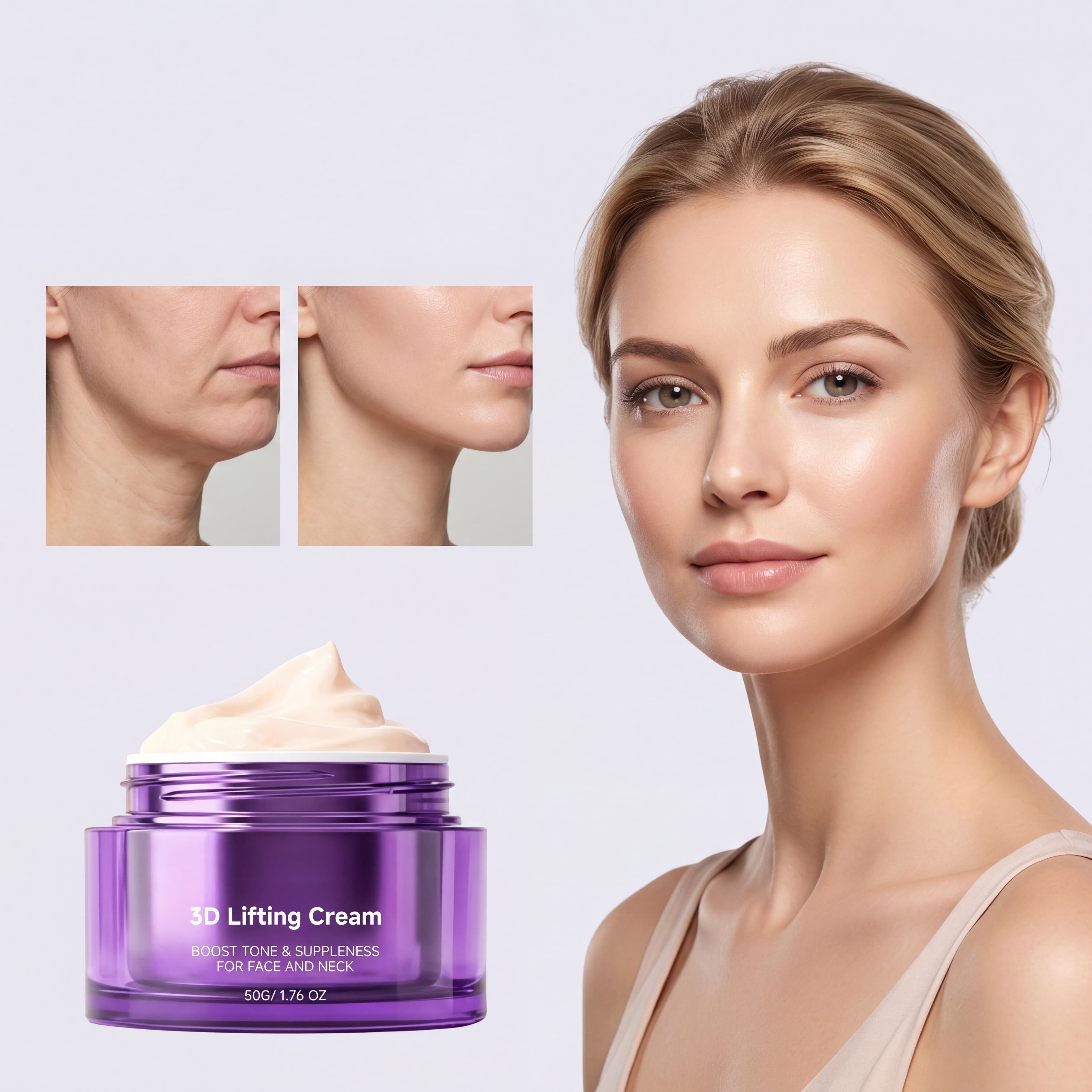 Facial Neck Cream Nurtures Contours Light Texture Quick Absorption Dual Purpose Daily Care Mild Skin Friendly Suitable All Skin Types