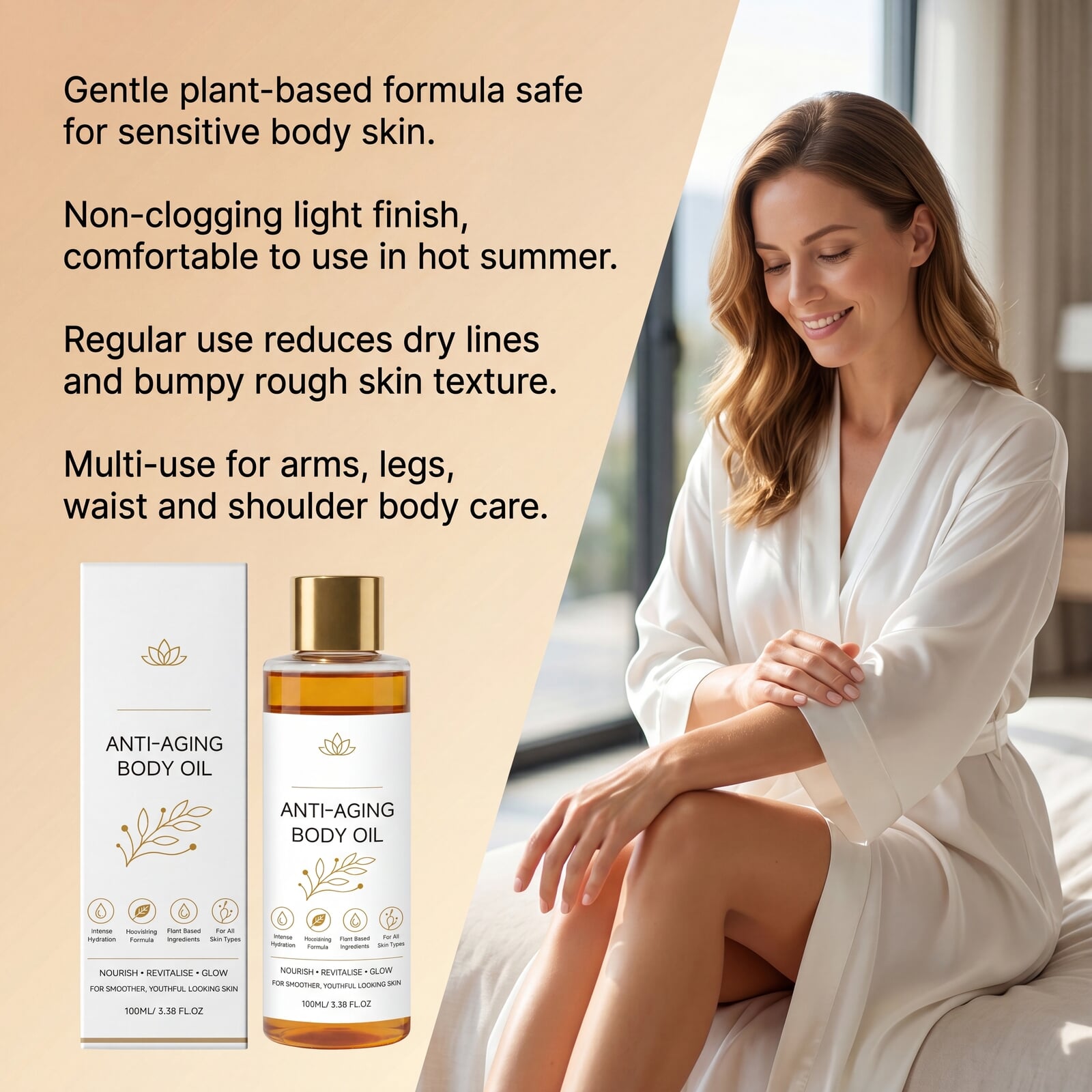 Revitalizing Nourishing Body Essential Oil Hydrating Softening Repairing Brightening Gentle Moisturizing Smoothing Soothing Daily Whole Skin Care