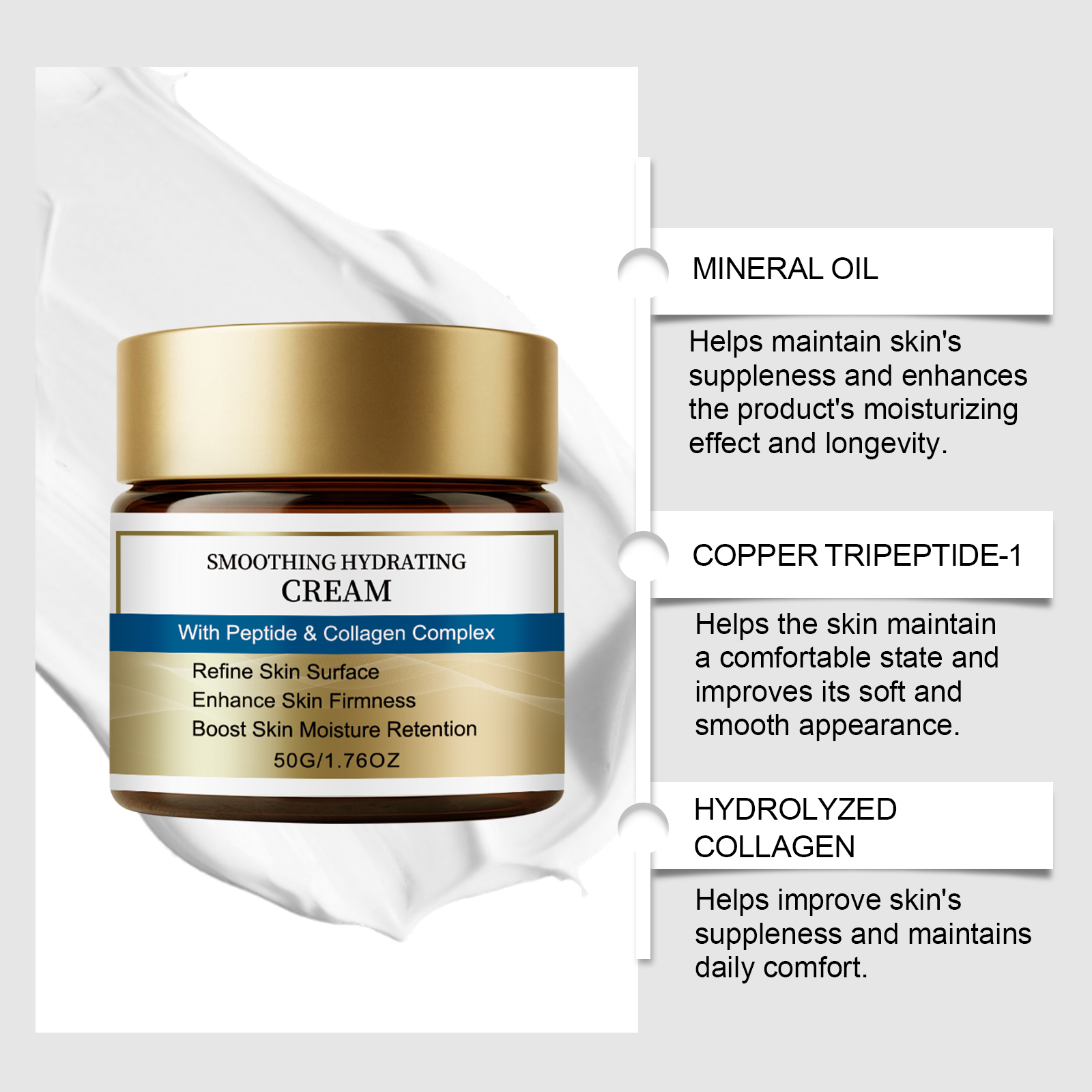 Peptide Collagen Soft Moisturizing Face Cream Nourish Refreshing Hydrating Brighten Daily Skin Care