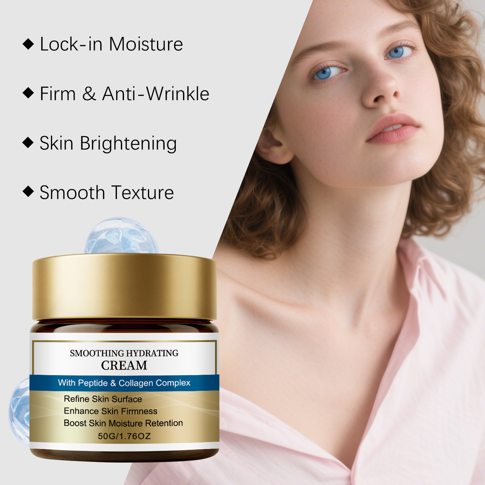 Peptide Collagen Soft Moisturizing Face Cream Nourish Refreshing Hydrating Brighten Daily Skin Care