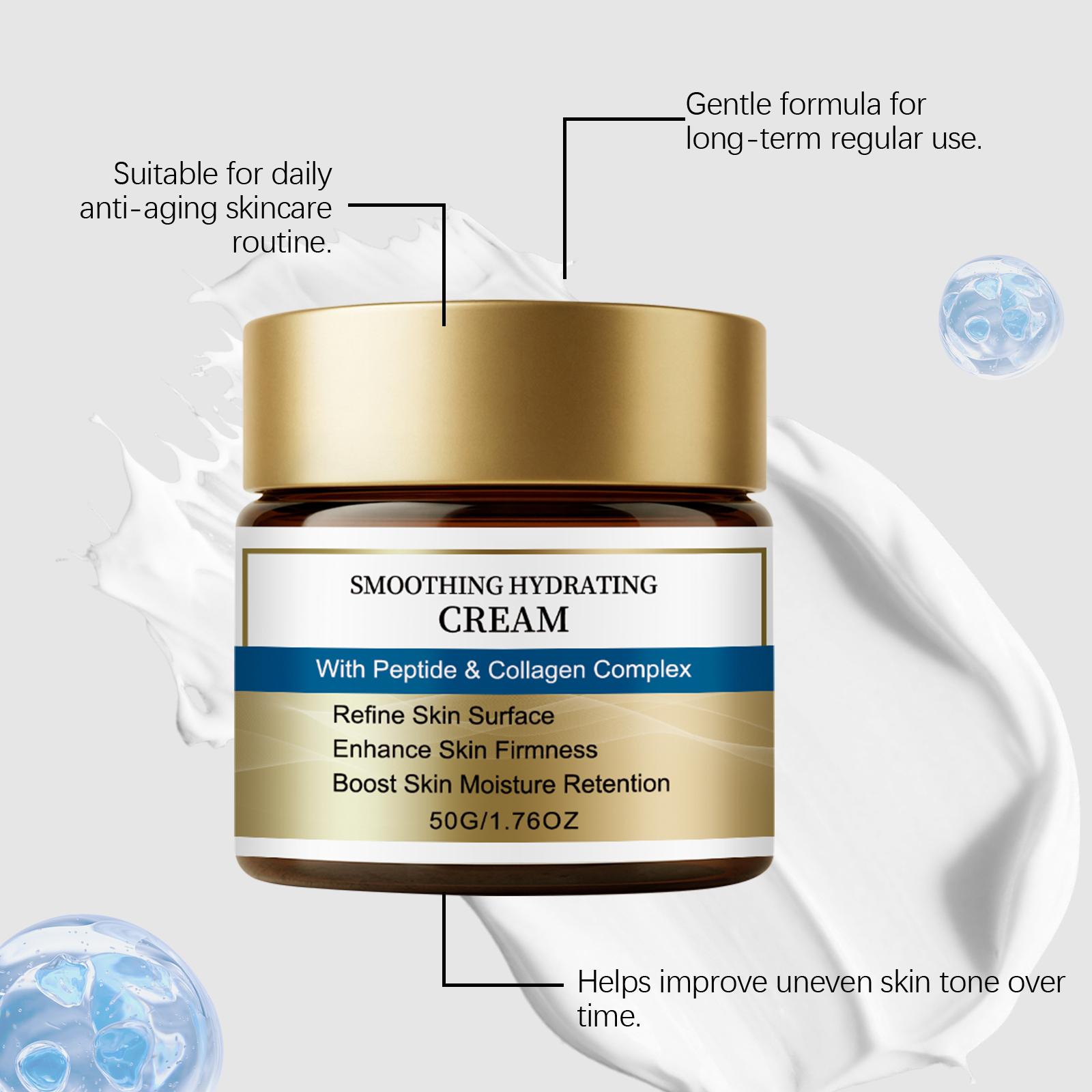 Peptide Collagen Soft Moisturizing Face Cream Nourish Refreshing Hydrating Brighten Daily Skin Care