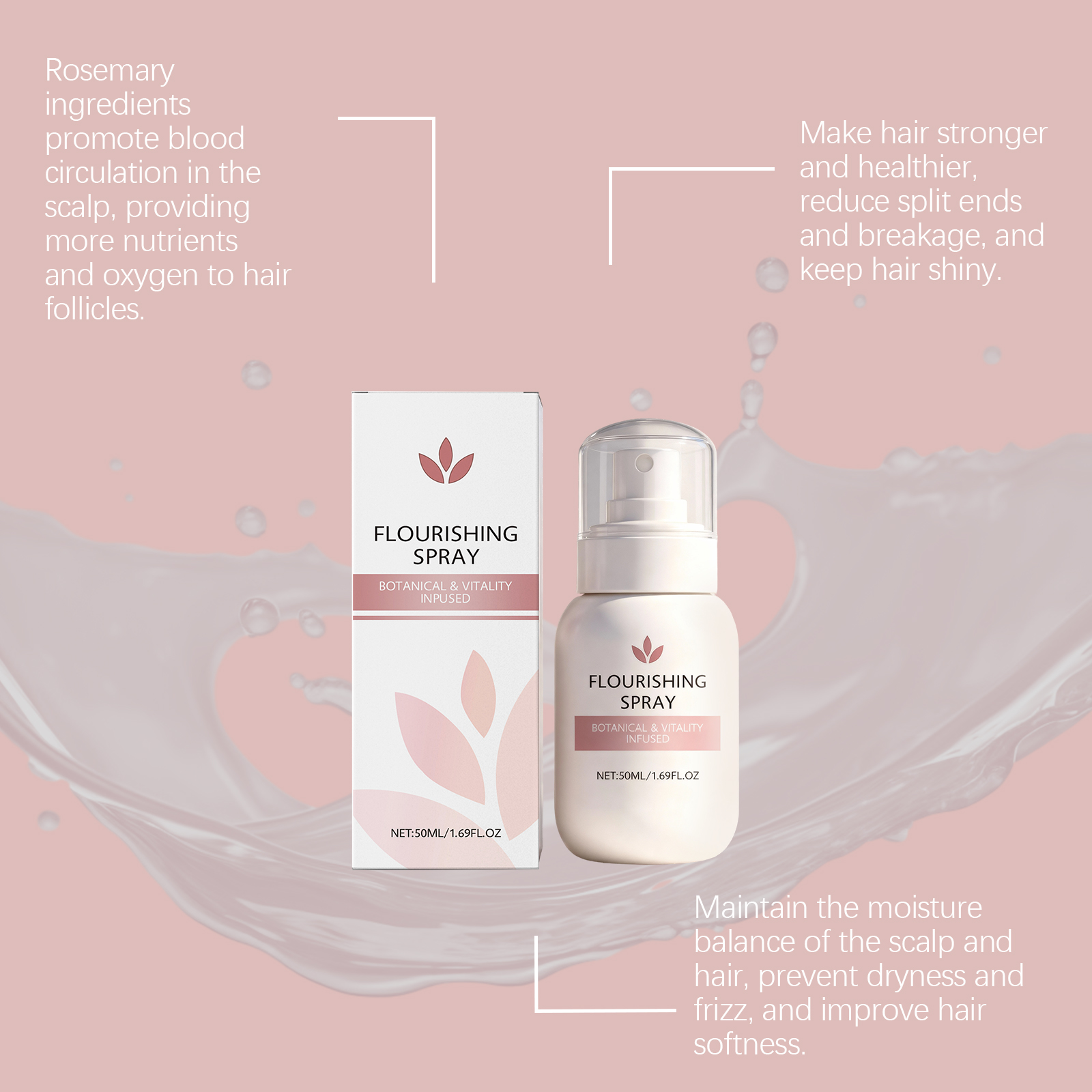 Hair Care Spray Scalp Massage Mild Nourish Root Moisturize Smooth Hair Fresh Hair Protect Daily Tender Maintain