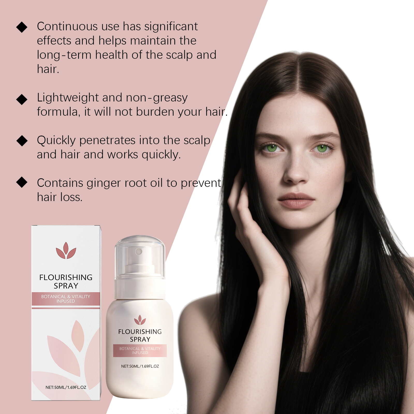 Hair Care Spray Scalp Massage Mild Nourish Root Moisturize Smooth Hair Fresh Hair Protect Daily Tender Maintain