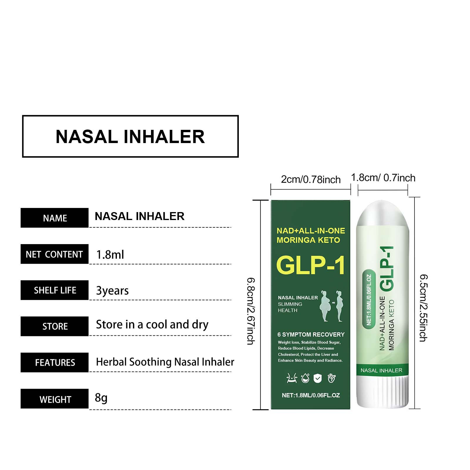 Herbal Nasal Inhaler Stick Herbal Formula Mild Skin Friendly Light Nourish Convenient Daily Body Care Rod
