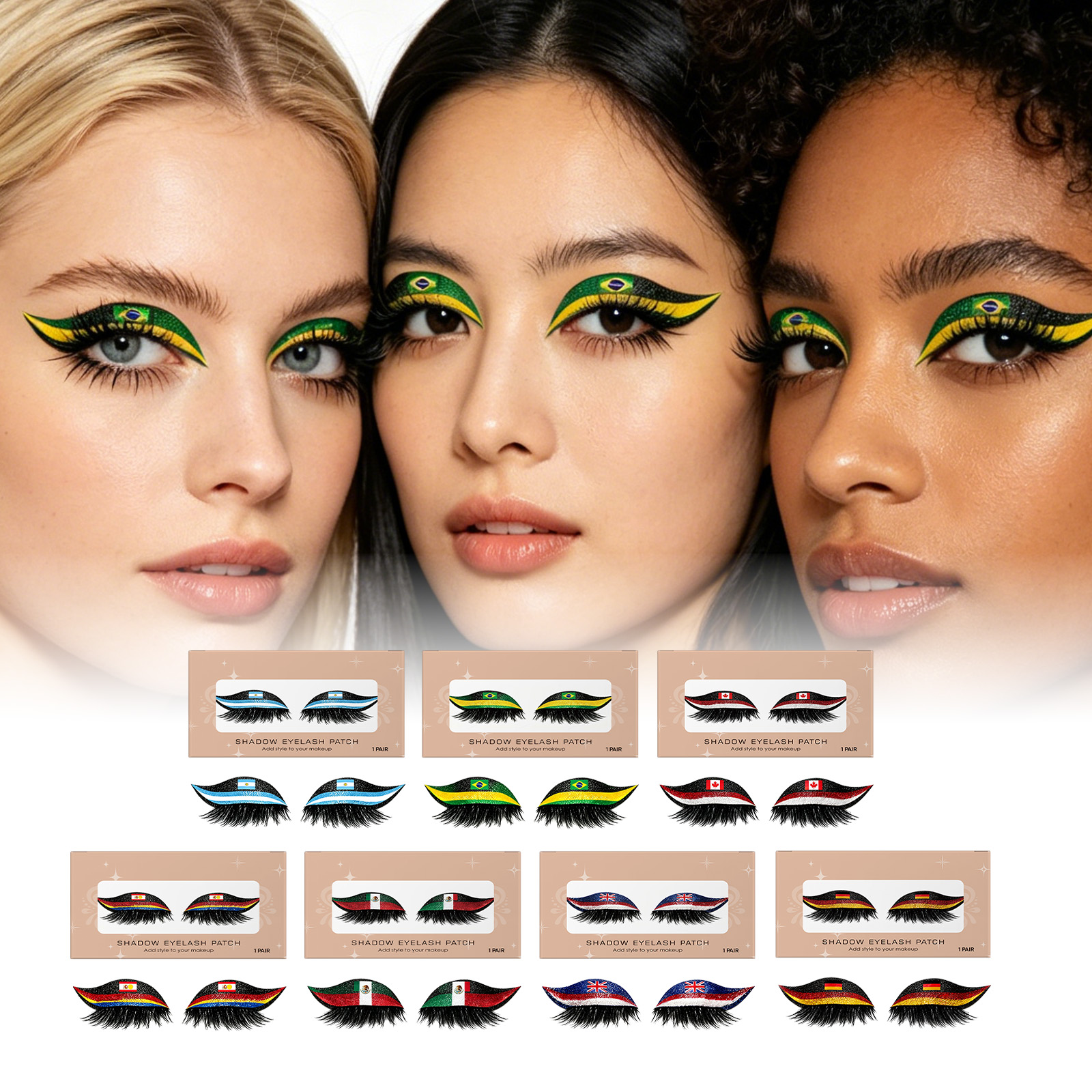 British Flag False Eyelashes Daily Wear Soft Lightweight Casual Match Watching Sports Game Party Atmosphere Boost