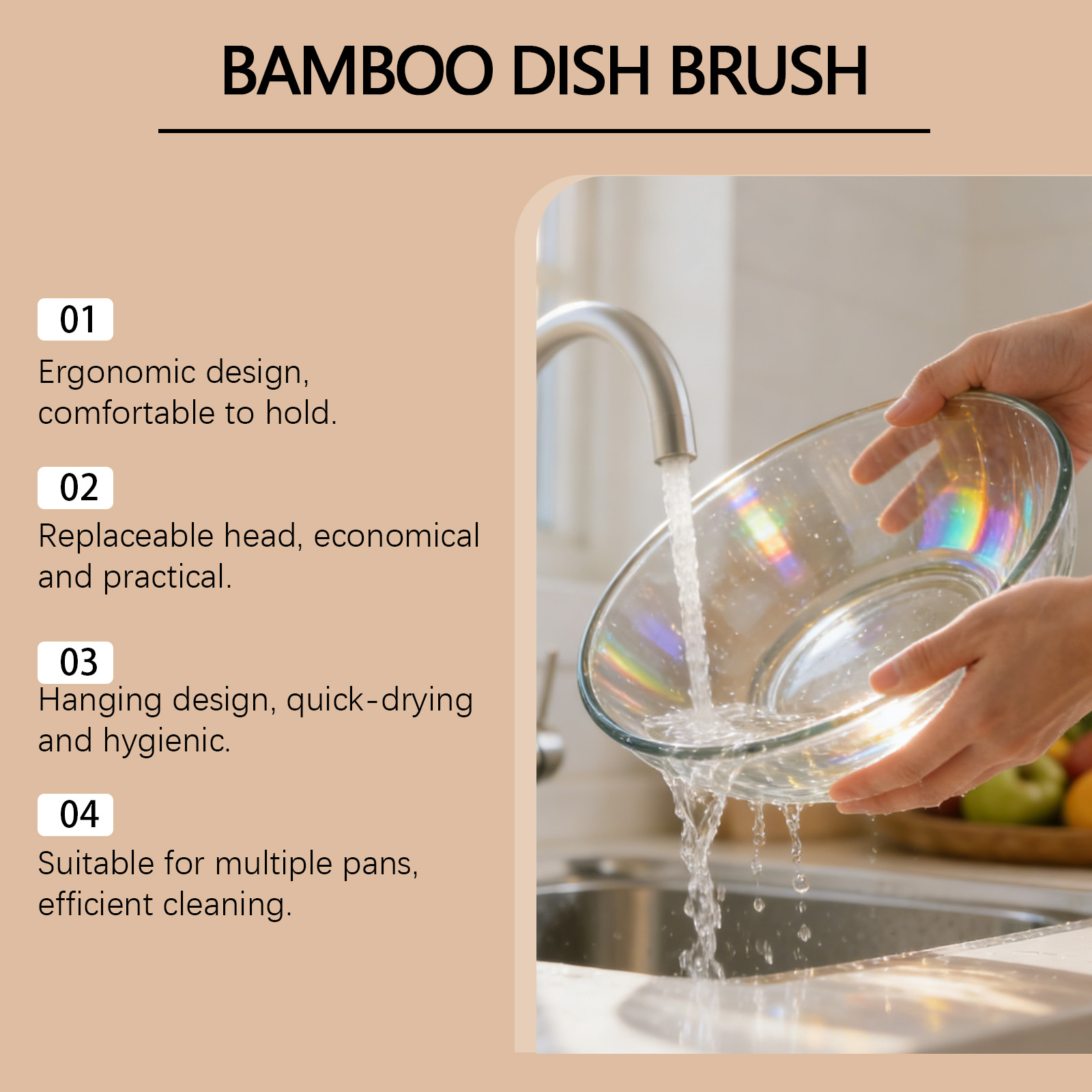 Bamboo Dish Brush Long Handle Hanging Multi Function Oil Stain Removal Household Kitchen Pot Bowl Cleaning Tool