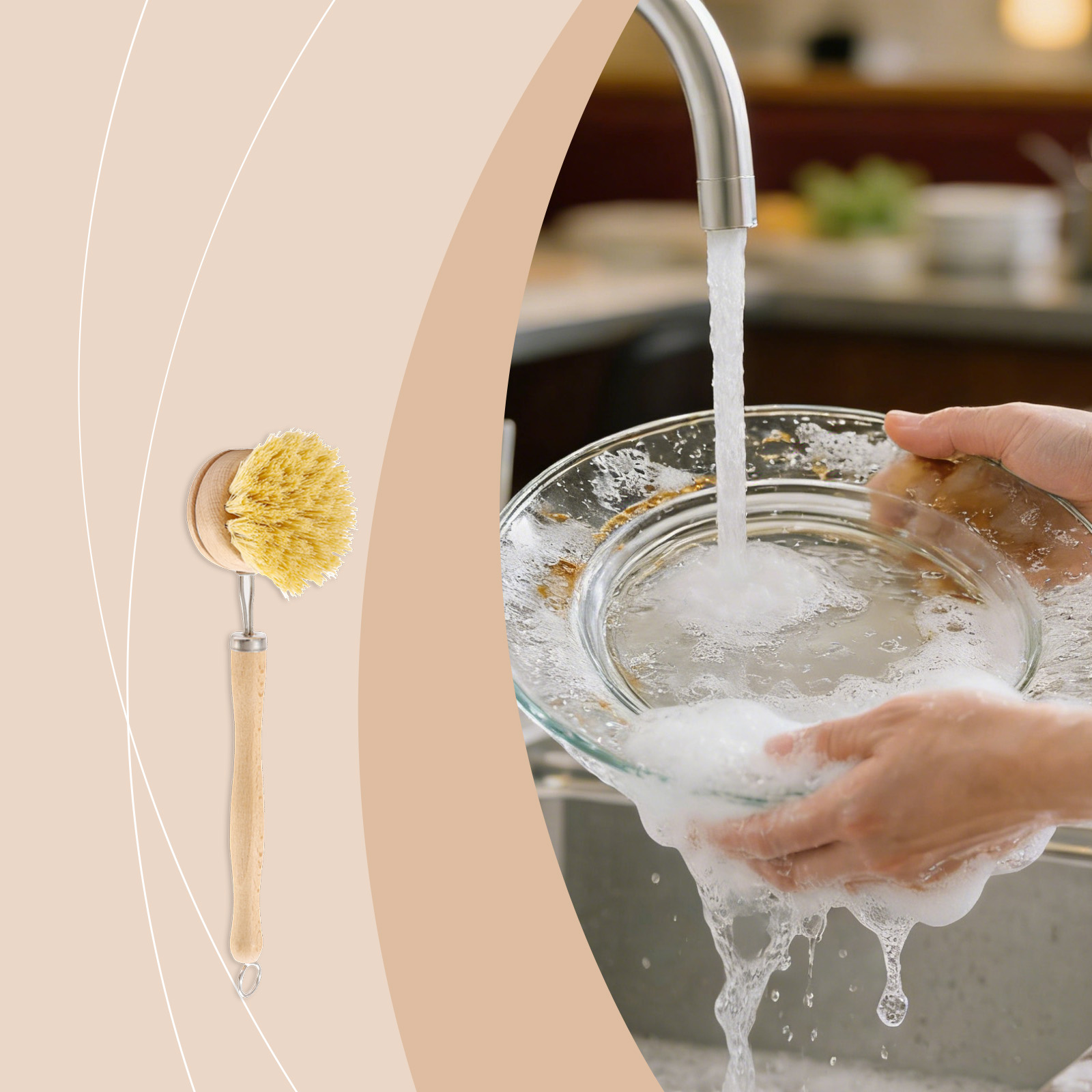 Bamboo Dish Brush Long Handle Hanging Multi Function Oil Stain Removal Household Kitchen Pot Bowl Cleaning Tool