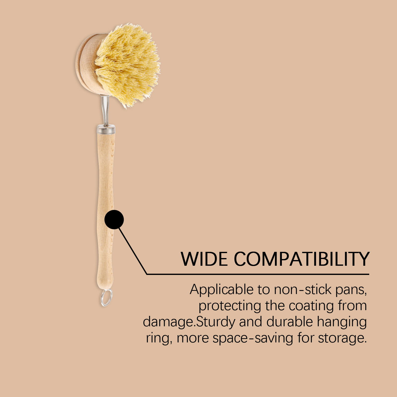 Bamboo Dish Brush Long Handle Hanging Multi Function Oil Stain Removal Household Kitchen Pot Bowl Cleaning Tool