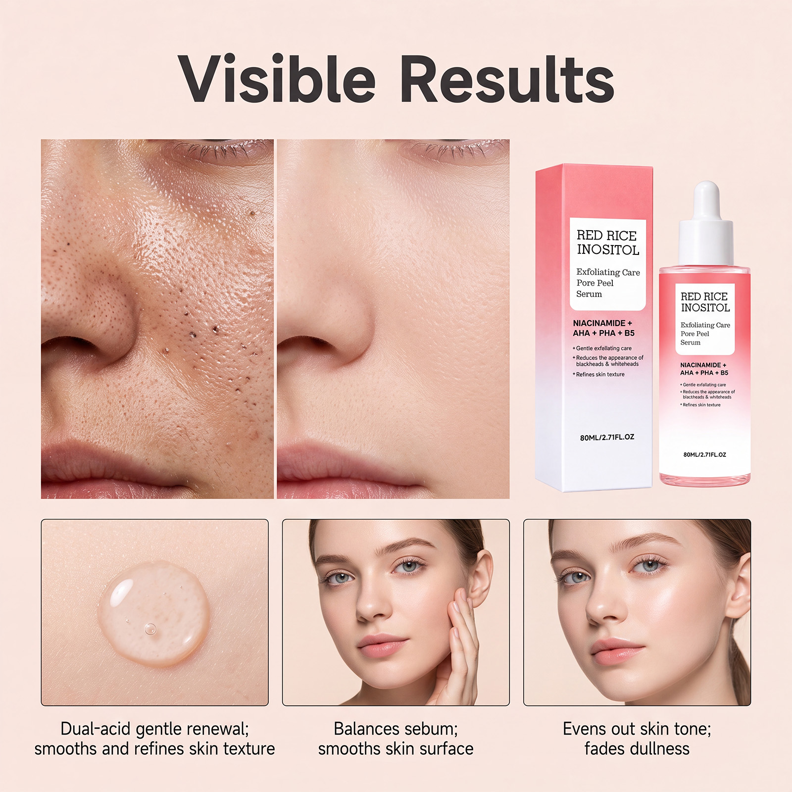Pore Renewal Essence Liquid Mild Clean Facial Cuticle Soft Smooth Skin Refreshing Bright Skincare Extract