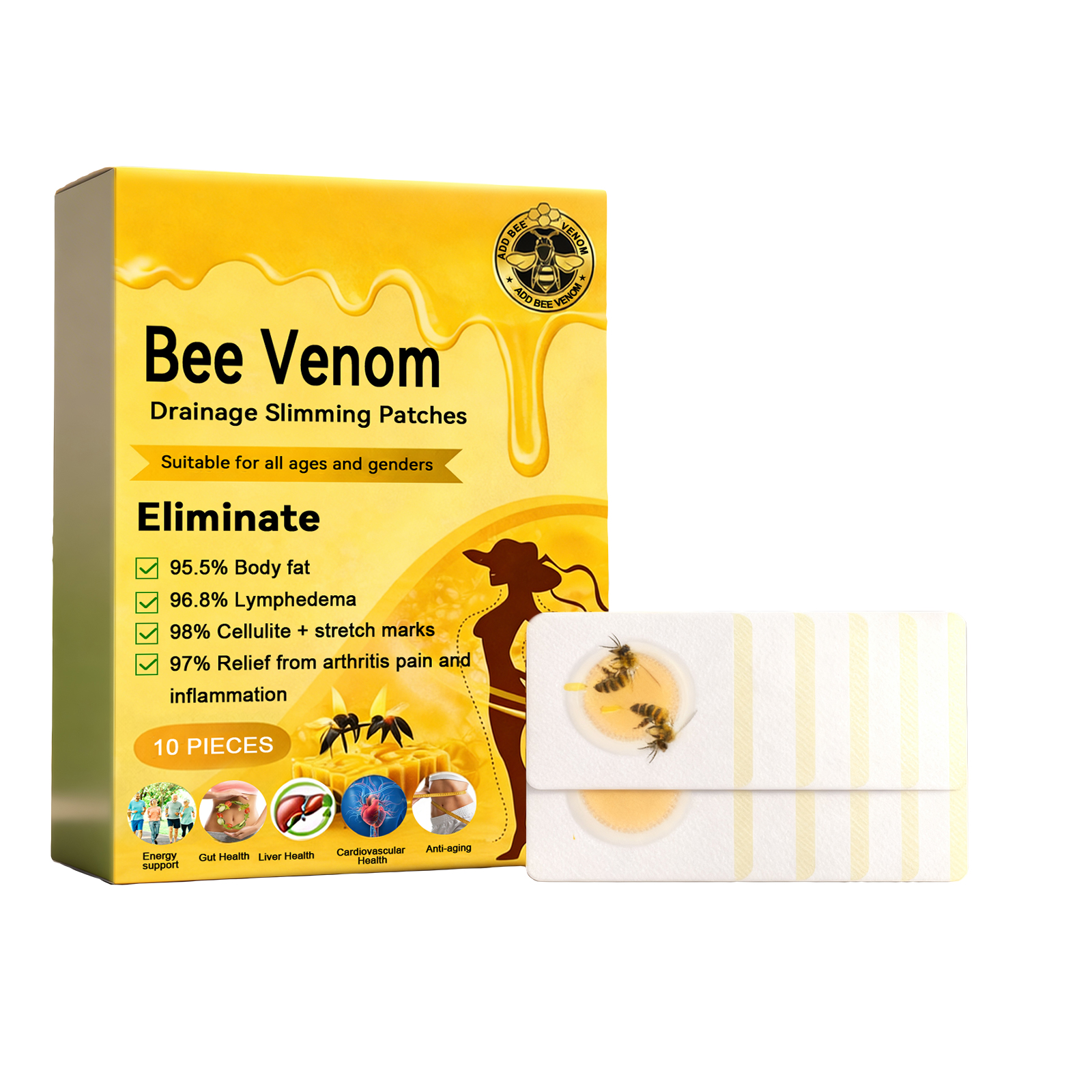Bee Venom Body Care Patch Soft Light Fit Skin Breathable Fresh Mild Convenient Skin Treatment