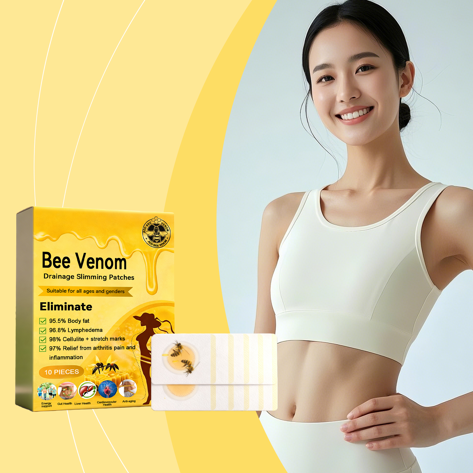 Bee Venom Body Care Patch Soft Light Fit Skin Breathable Fresh Mild Convenient Skin Treatment