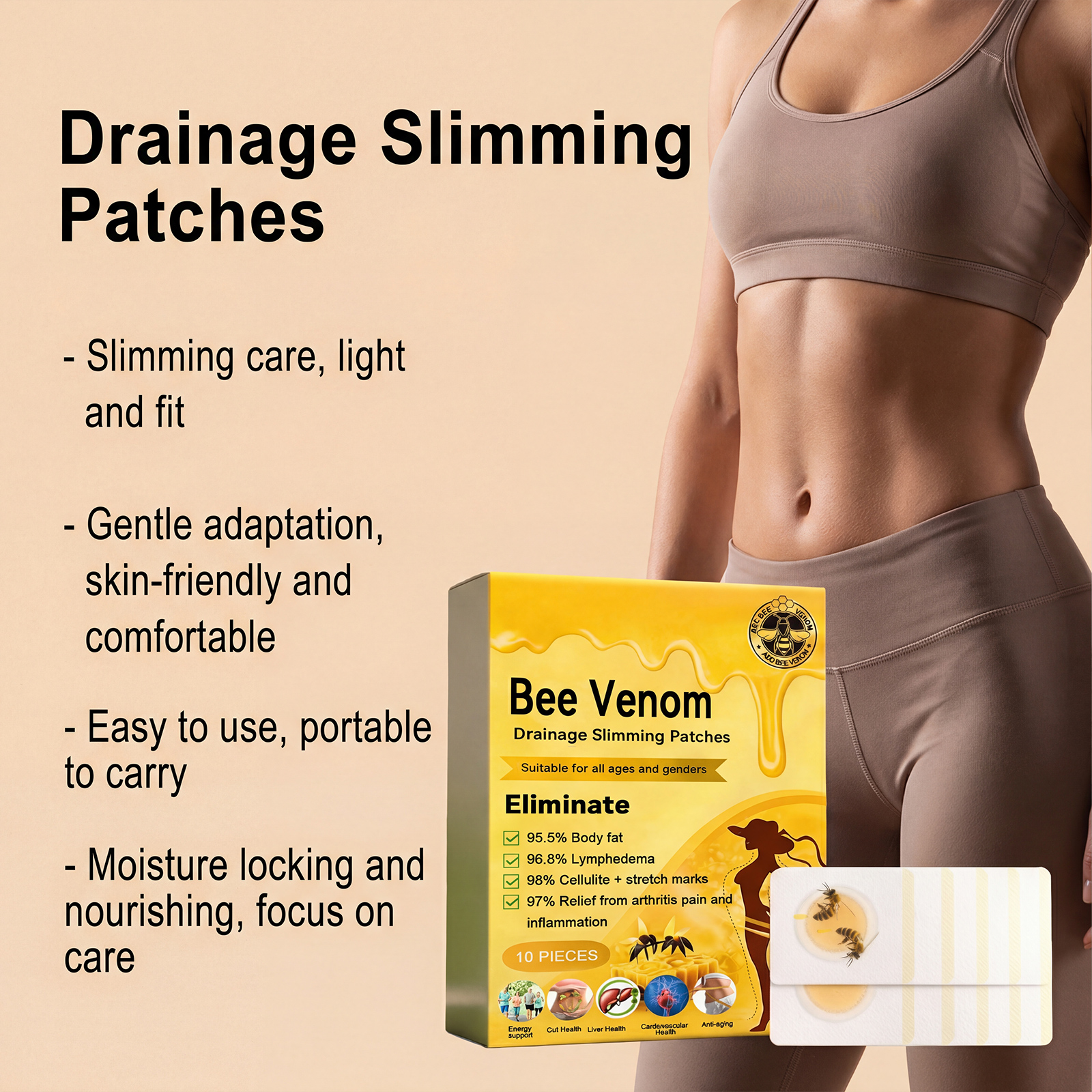 Bee Venom Body Care Patch Soft Light Fit Skin Breathable Fresh Mild Convenient Skin Treatment