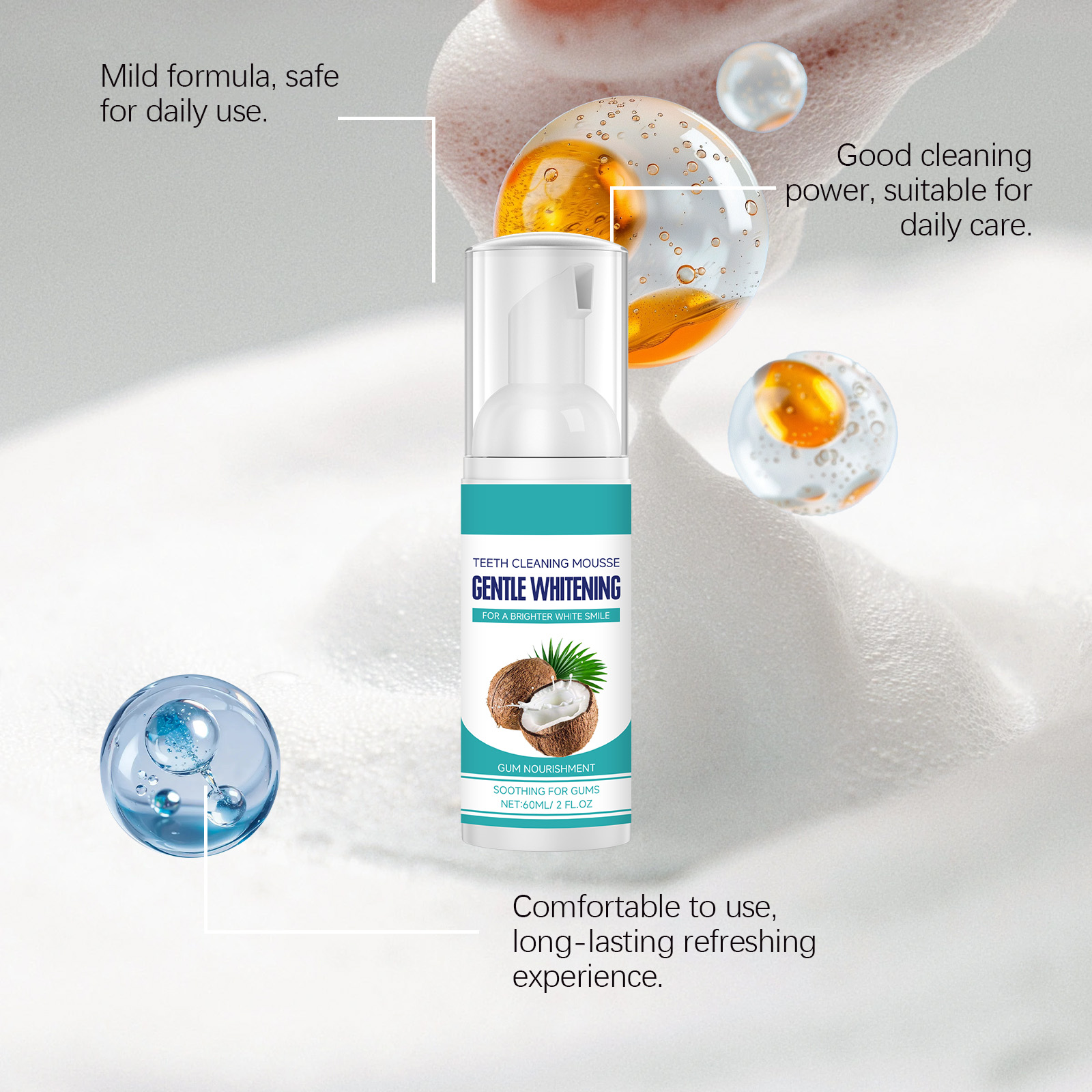 Teeth Cleaning Mousse Mild Cleansing Protect Teeth Purify Daily Comfort Oral Fresh Care Remove Stains