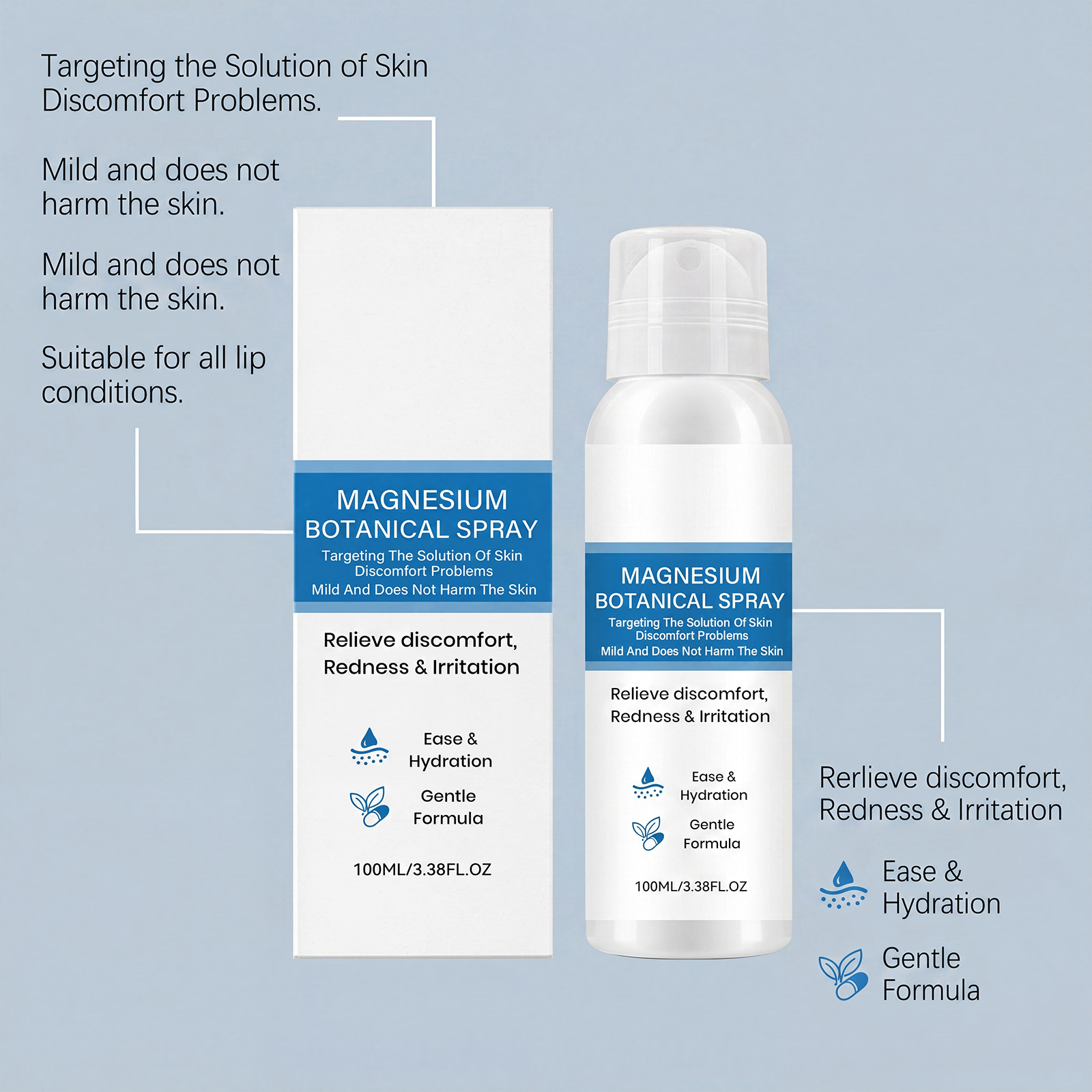 Skin Moisturizing Magnesium Spray Hydrating Gentle Light Texture Soft Nourishing Facial Care