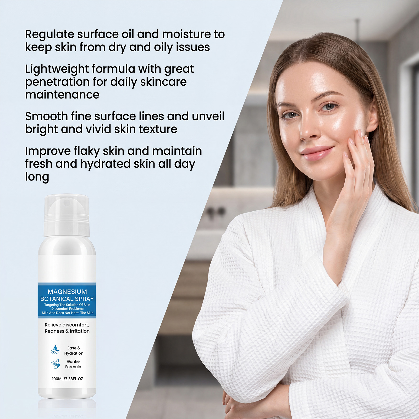 Skin Moisturizing Magnesium Spray Hydrating Gentle Light Texture Soft Nourishing Facial Care