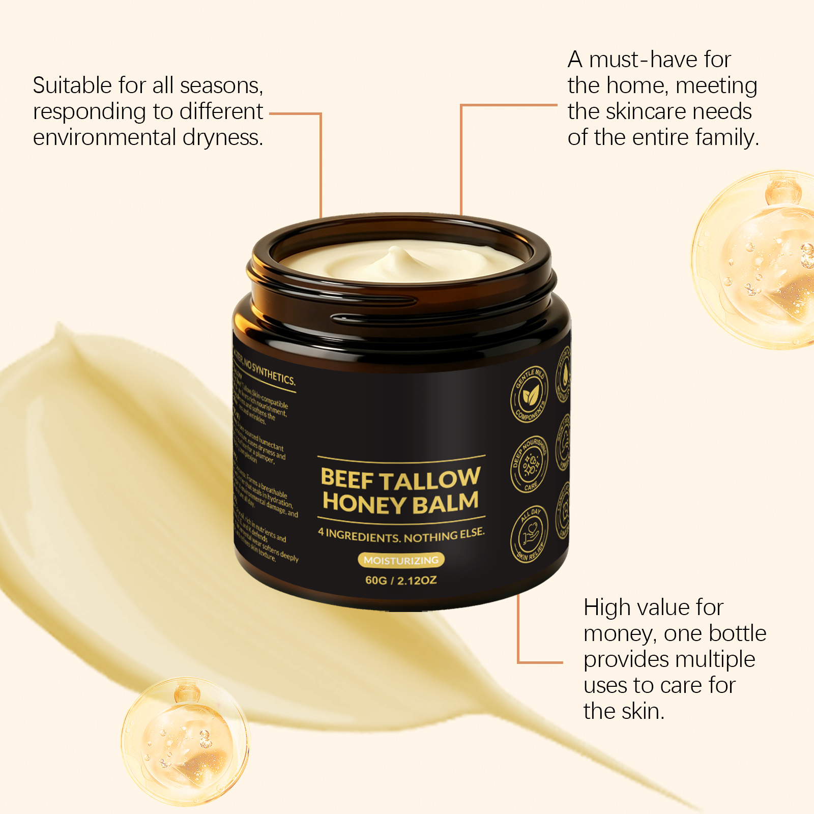 Butter Honey Skin Ointment Fine Smooth Moist Refreshing Nonsticky Repair Dry Body Skin