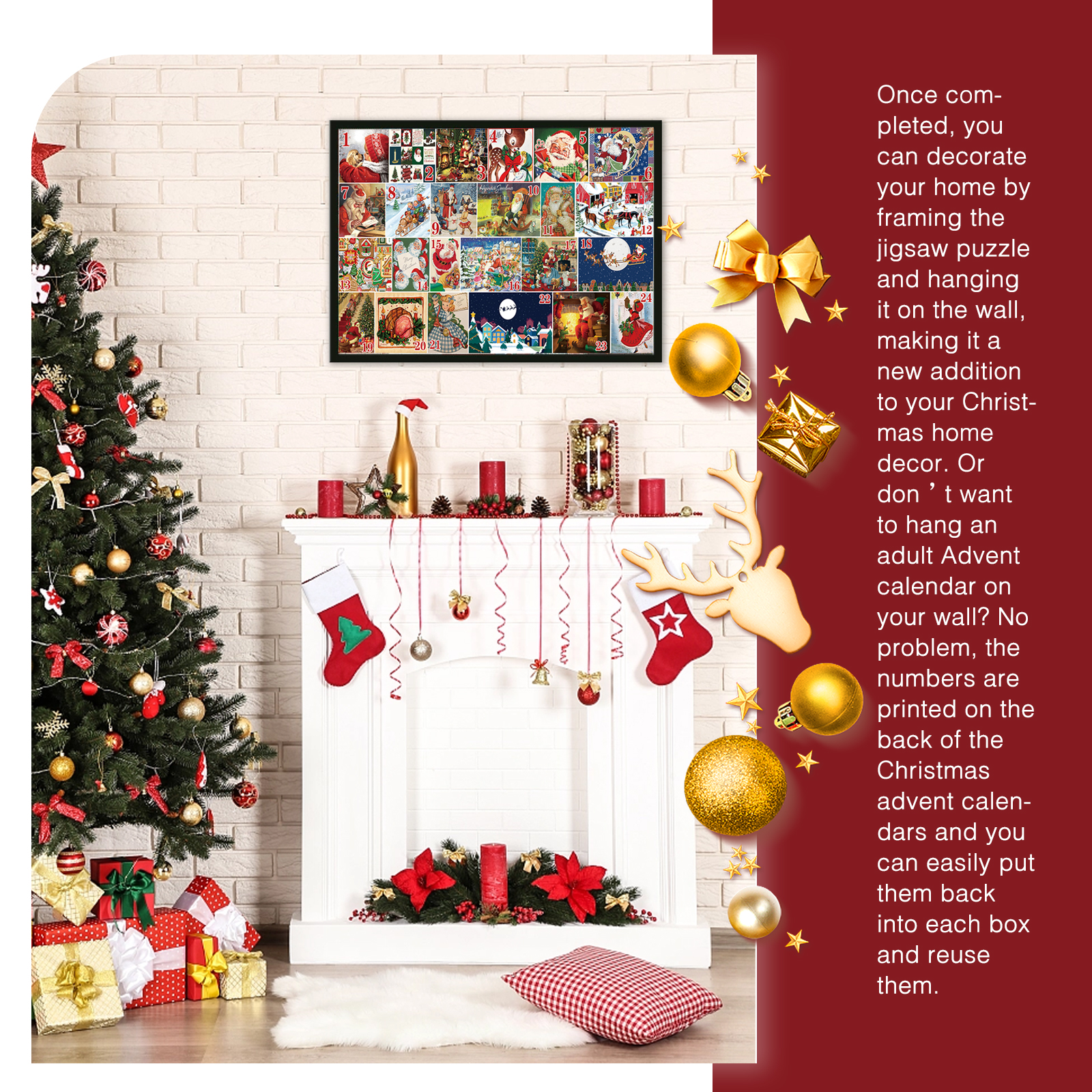 Dowmoo Christmas Advent Calendar Jigsaw Puzzle Creative 24 Grid Countdown Calendar Blind Box Christmas Gift