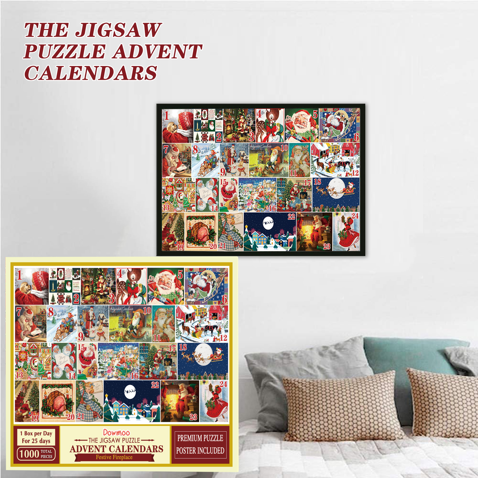 Dowmoo Christmas Advent Calendar Jigsaw Puzzle Creative 24 Grid Countdown Calendar Blind Box Christmas Gift