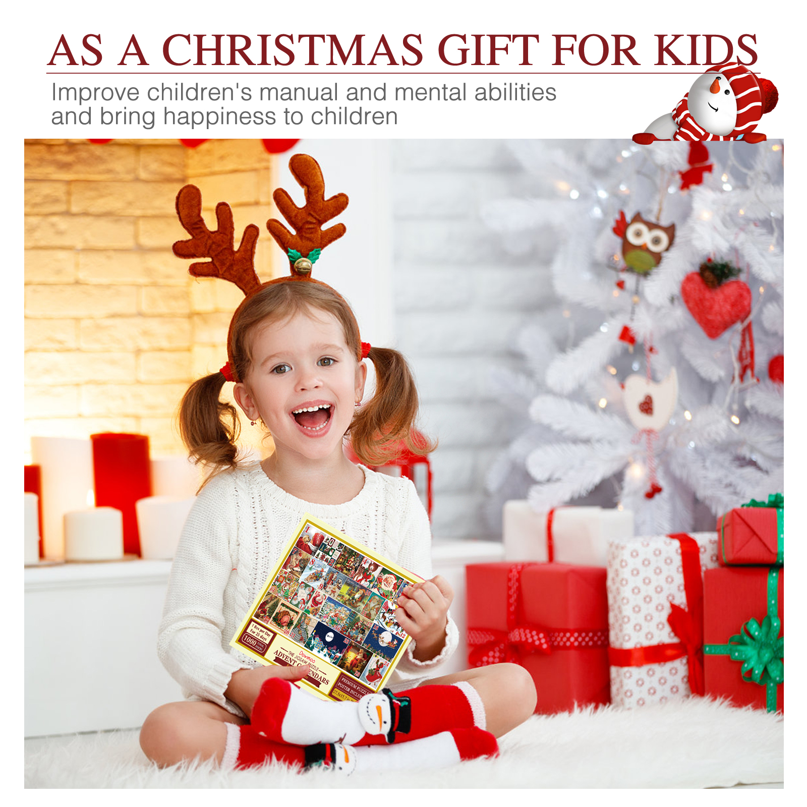 Dowmoo Christmas Advent Calendar Jigsaw Puzzle Creative 24 Grid Countdown Calendar Blind Box Christmas Gift