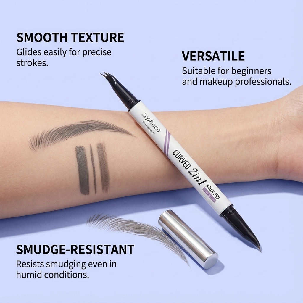 Grey Double Head Waterproof Eyebrow Pencil Natural Color Shapes Three Dimensional Eyebrows Smooth