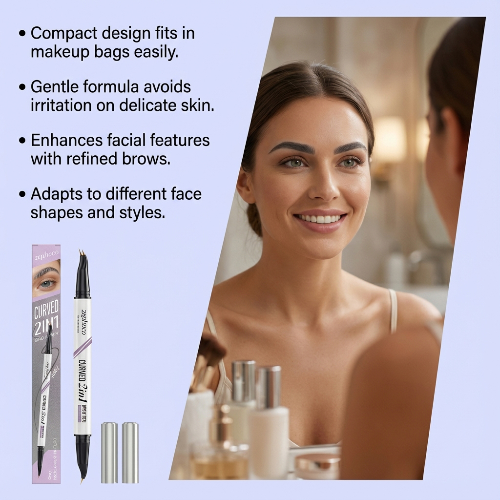 Grey Double Head Waterproof Eyebrow Pencil Natural Color Shapes Three Dimensional Eyebrows Smooth
