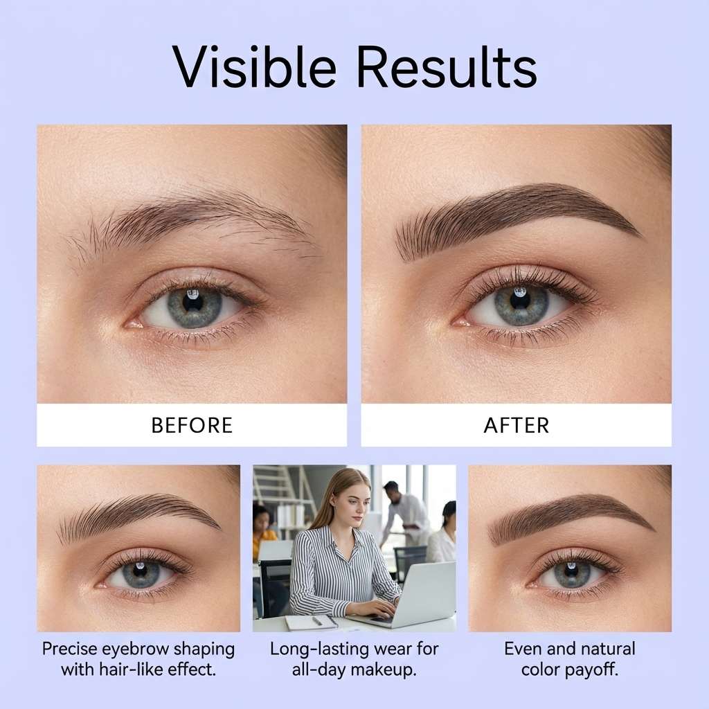 Grey Double Head Waterproof Eyebrow Pencil Natural Color Shapes Three Dimensional Eyebrows Smooth