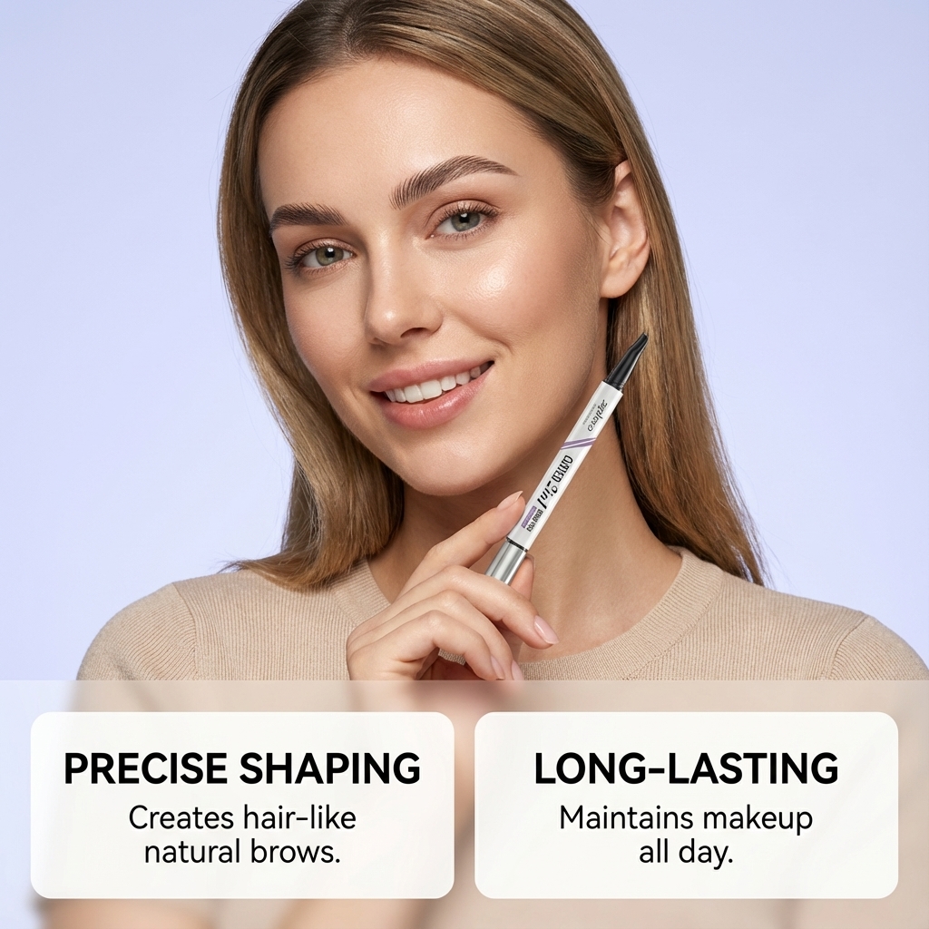 Grey Double Head Waterproof Eyebrow Pencil Natural Color Shapes Three Dimensional Eyebrows Smooth