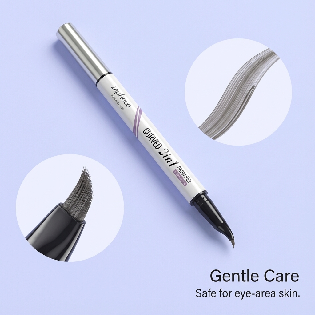 Grey Double Head Waterproof Eyebrow Pencil Natural Color Shapes Three Dimensional Eyebrows Smooth