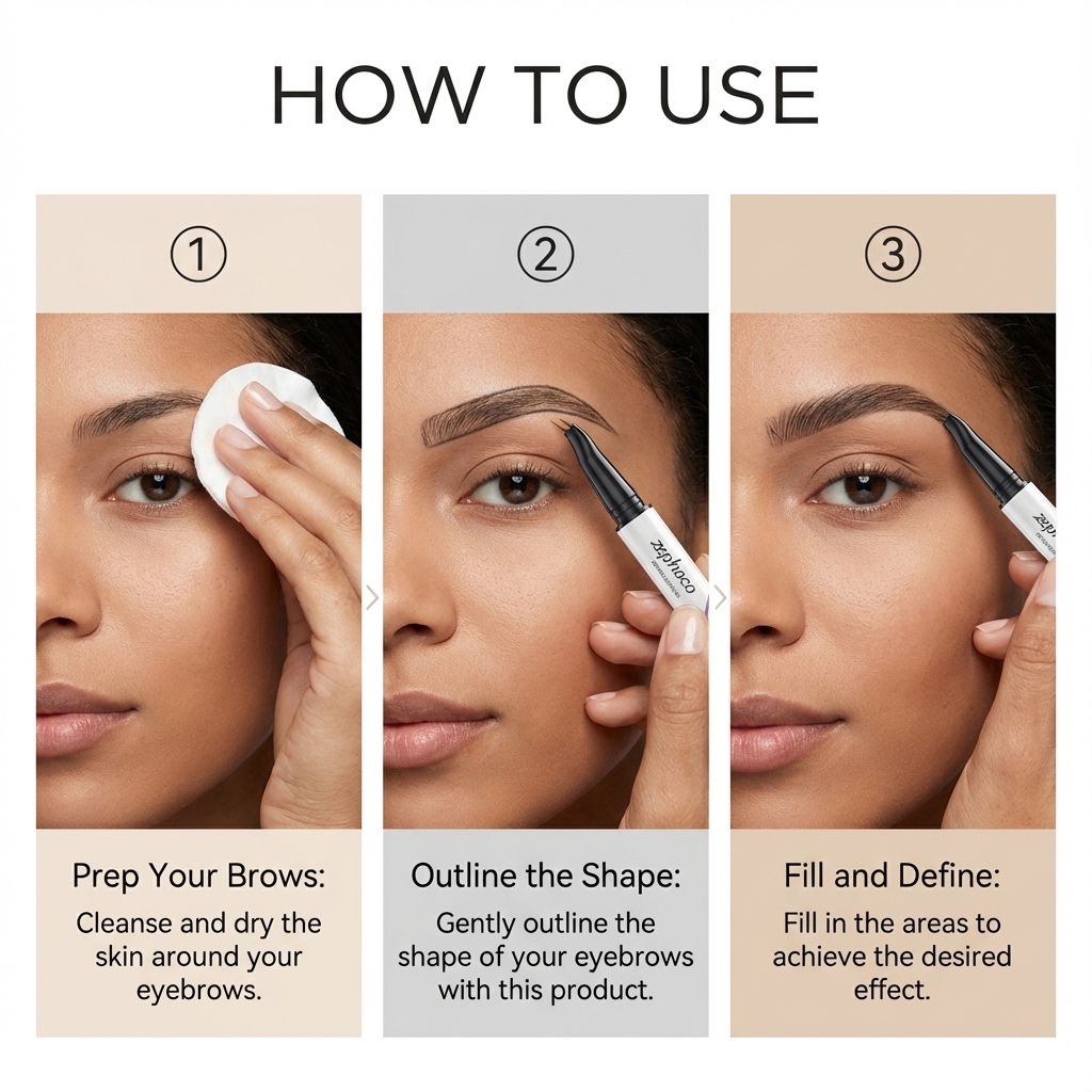 Grey Double Head Waterproof Eyebrow Pencil Natural Color Shapes Three Dimensional Eyebrows Smooth