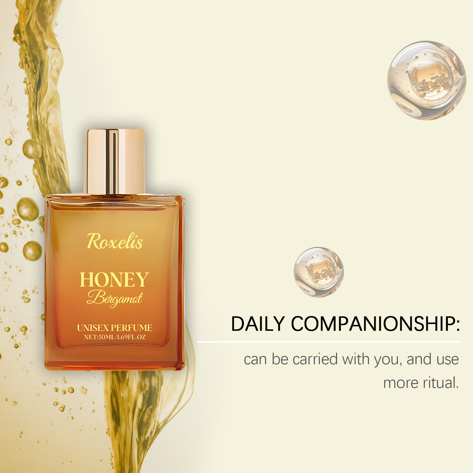 Honey Bergamot Unisex Perfume Mild Natural Fresh Scent Feminine Charm Daily Portable Long Lasting