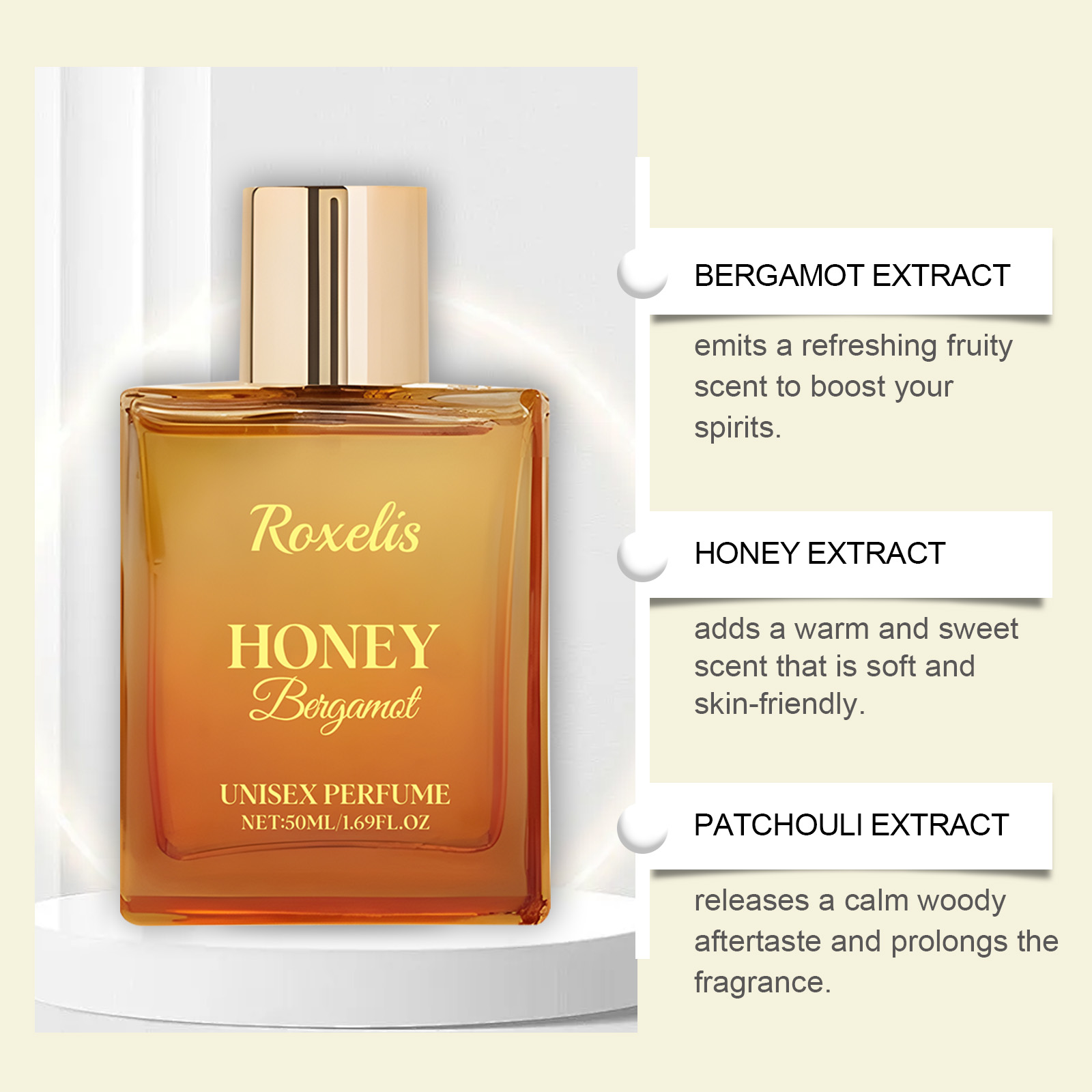 Honey Bergamot Unisex Perfume Mild Natural Fresh Scent Feminine Charm Daily Portable Long Lasting