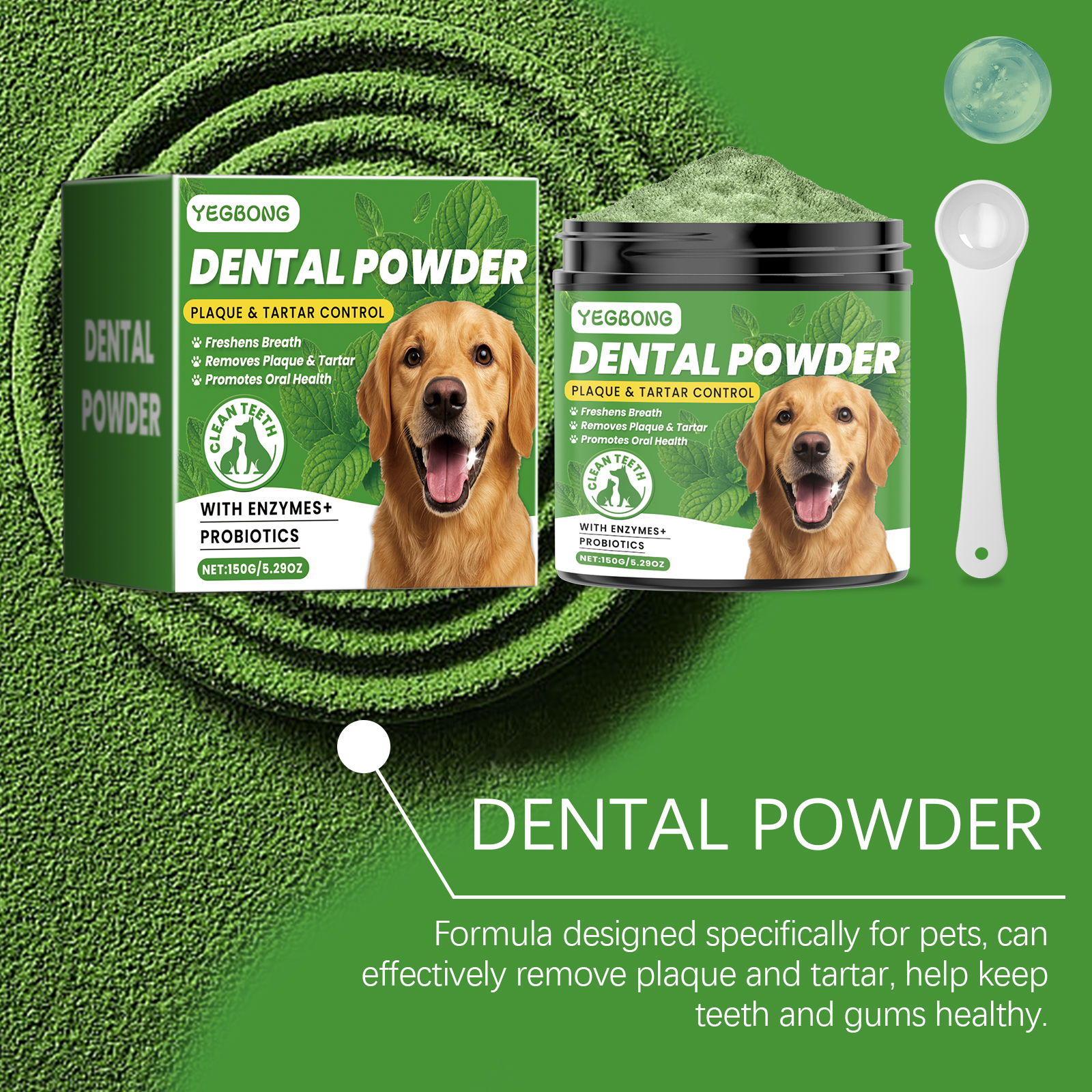Dog Teeth Cleaning Powder Gently Cleans Pet Teeth Improves Tartar Yellow Teeth Freshens Breath