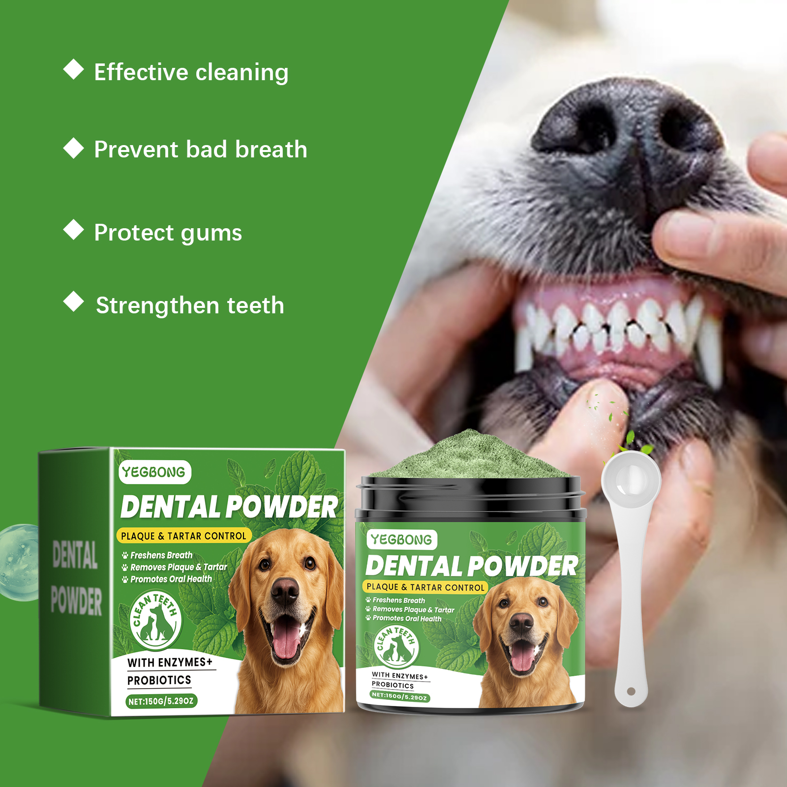 Dog Teeth Cleaning Powder Gently Cleans Pet Teeth Improves Tartar Yellow Teeth Freshens Breath