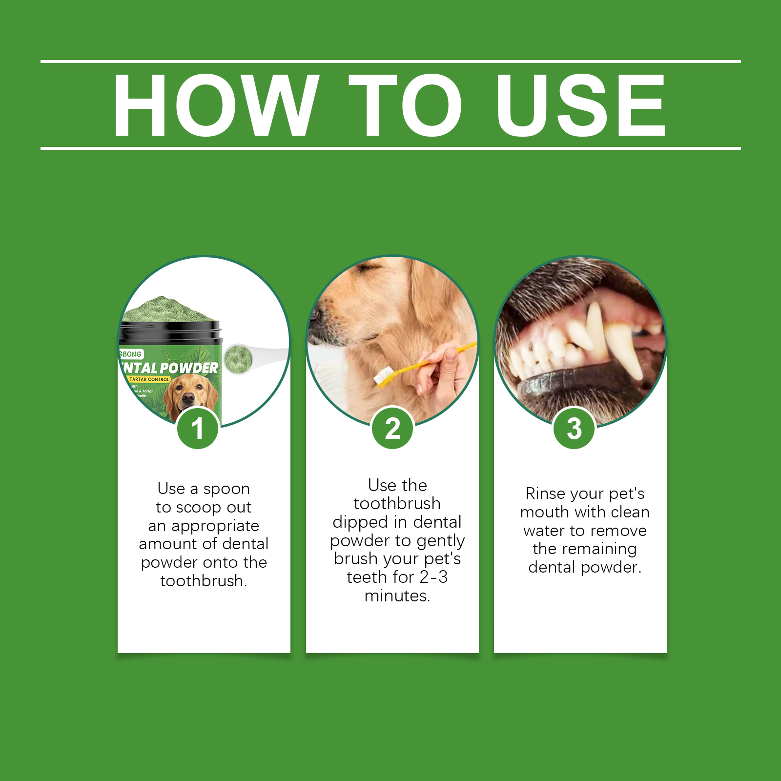 Dog Teeth Cleaning Powder Gently Cleans Pet Teeth Improves Tartar Yellow Teeth Freshens Breath