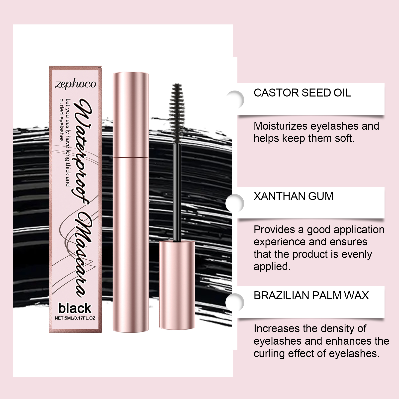 (Brown) Curling Mascara Daily Moisturizing Natural Bright Long Lasting Anti Smudge Eye Makeup