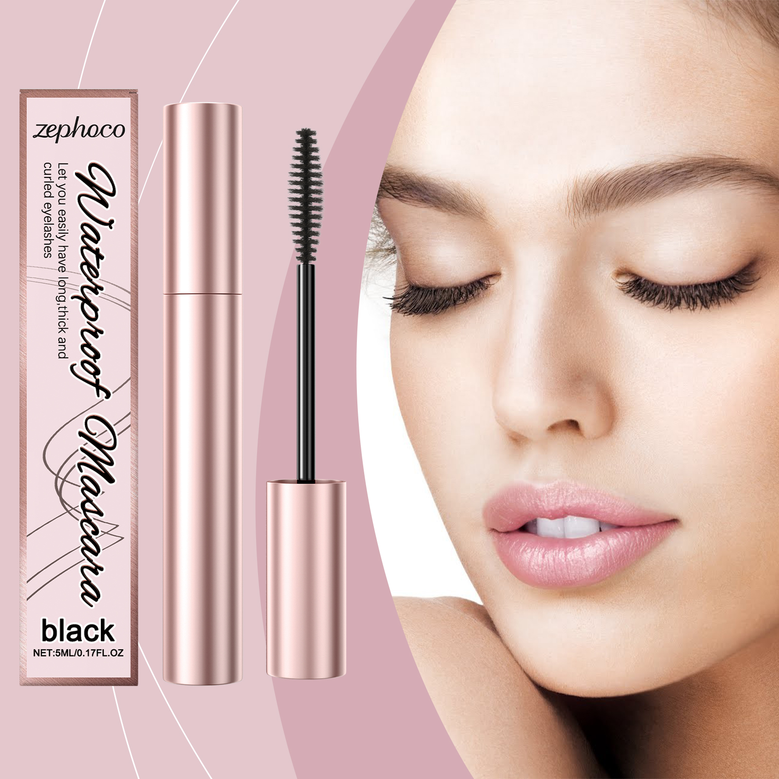 (Brown) Curling Mascara Daily Moisturizing Natural Bright Long Lasting Anti Smudge Eye Makeup