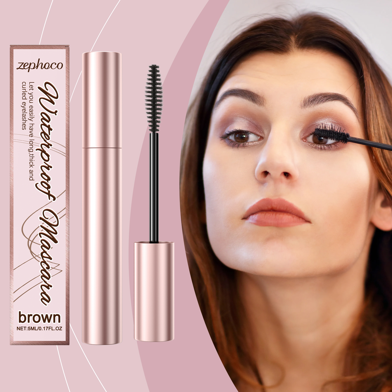 (Brown) Curling Mascara Daily Moisturizing Natural Bright Long Lasting Anti Smudge Eye Makeup