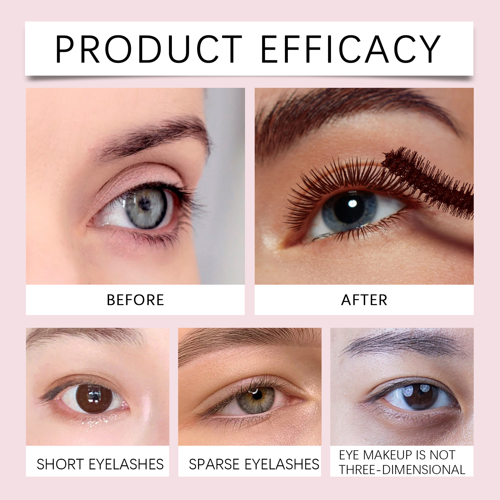 (Brown) Curling Mascara Daily Moisturizing Natural Bright Long Lasting Anti Smudge Eye Makeup