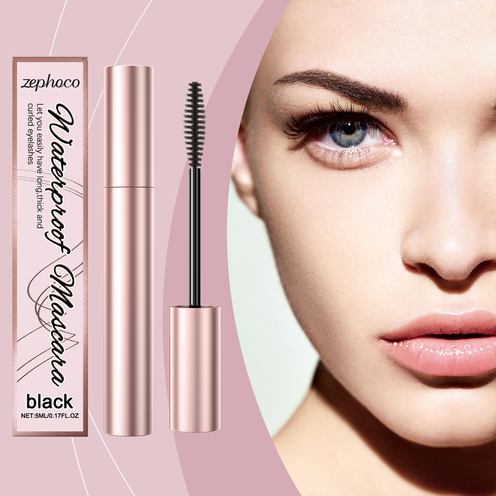 (Brown) Curling Mascara Daily Moisturizing Natural Bright Long Lasting Anti Smudge Eye Makeup