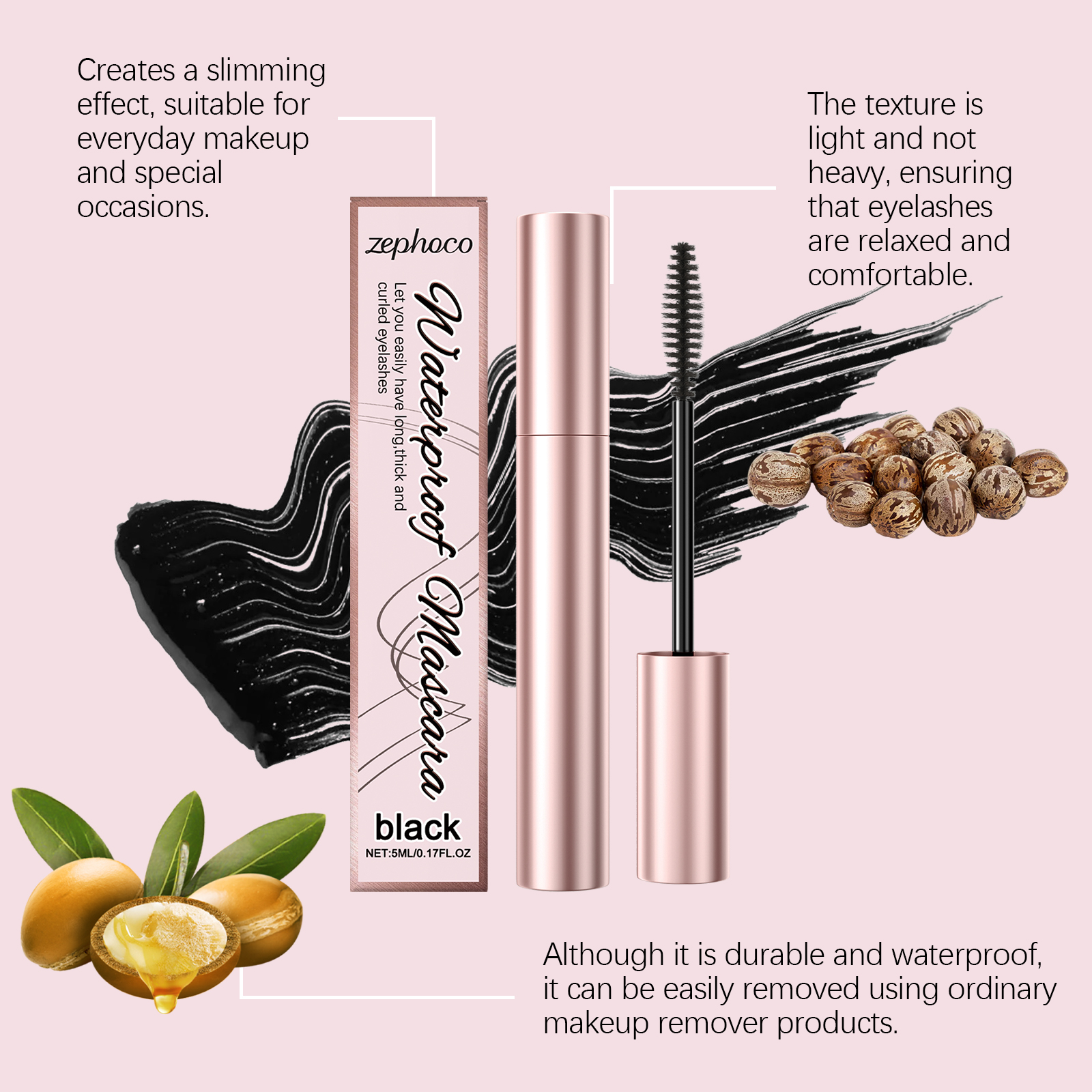 (Brown) Curling Mascara Daily Moisturizing Natural Bright Long Lasting Anti Smudge Eye Makeup